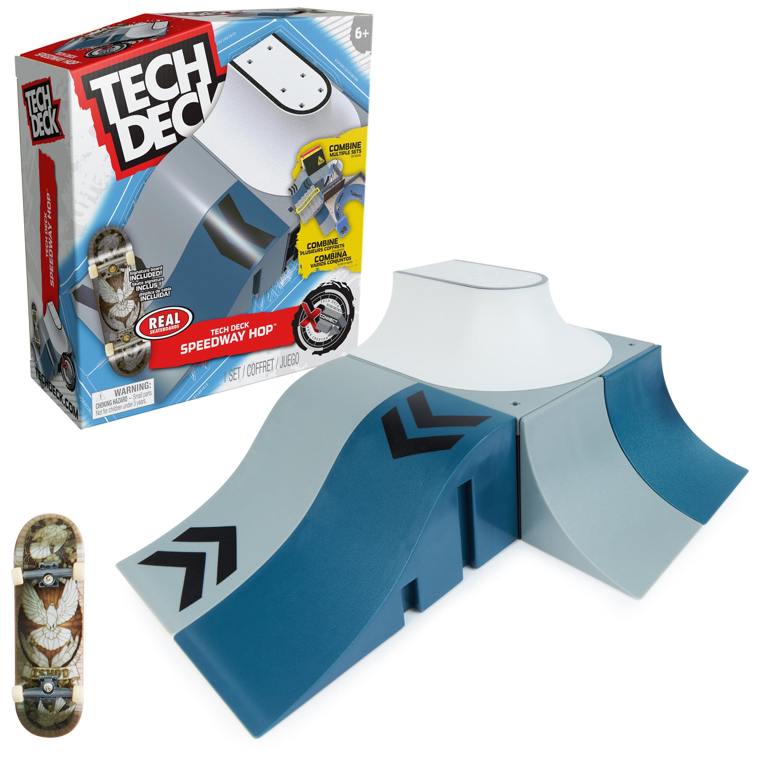 Tech DeckX-Connect Starter Set - Speedway Hop Ramp Set with Authentic Finger Skateboard from Real and Accessories, Ramp Can Be Converted Anyway, from 6 Years