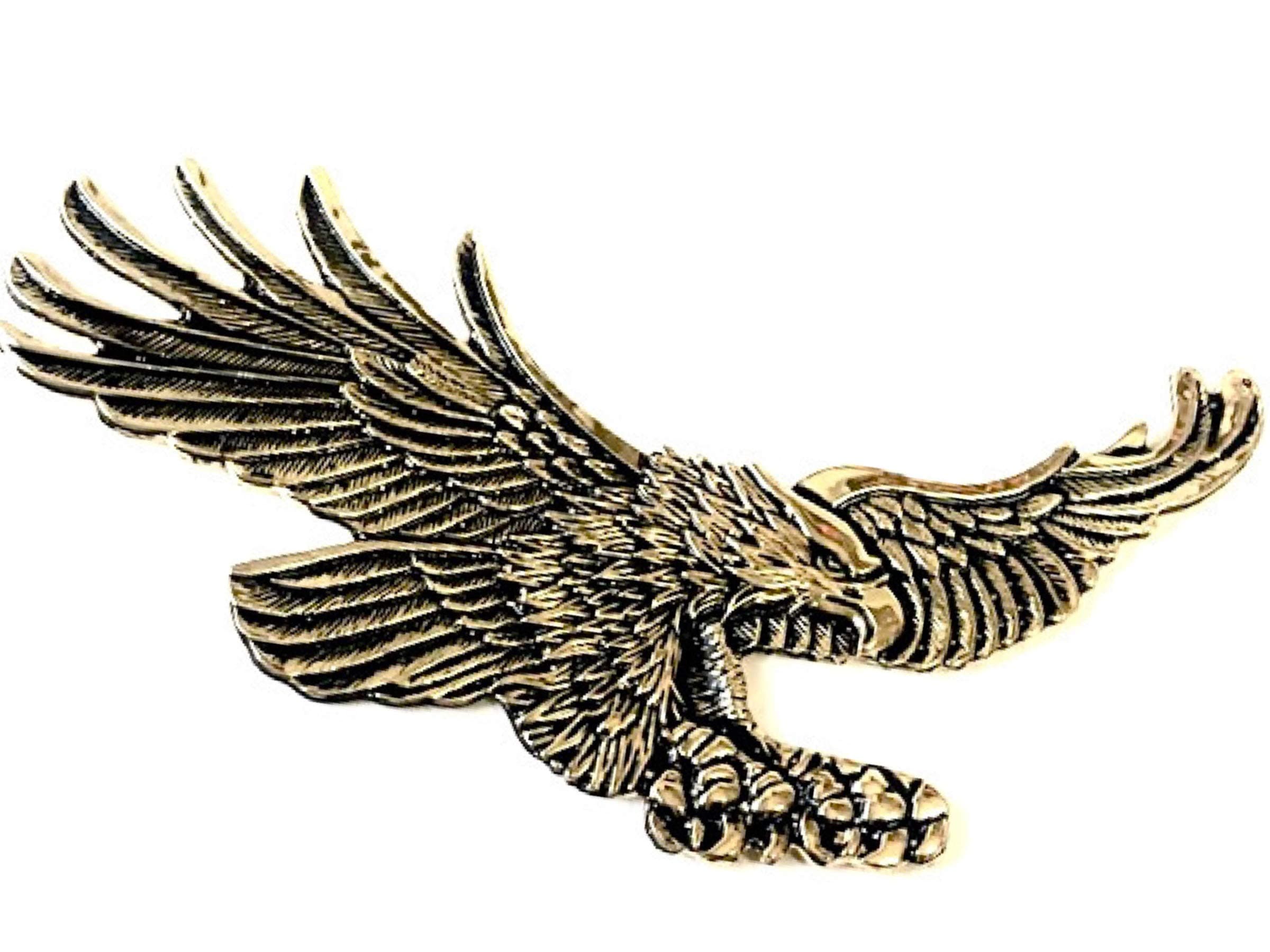 Eagle Skull6.15" X 3" inch Eagle U.S.A. Metal Medallion Harley Sportster Sissy Bar Backrest Davidson Bobber Chopper Emblem Logo Stick On 3M Decal Sticker Badge Dyna Biker Motorcycle flying eagles HD USA America