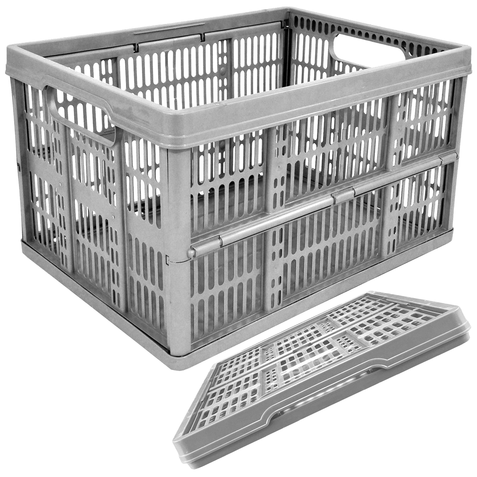 STORM TRADING GROUP 1 x 32L Folding Crate Stackable & Collapsible Foldable Plastic Storage Basket Multi Use Fruit, Veg, Books & Storage