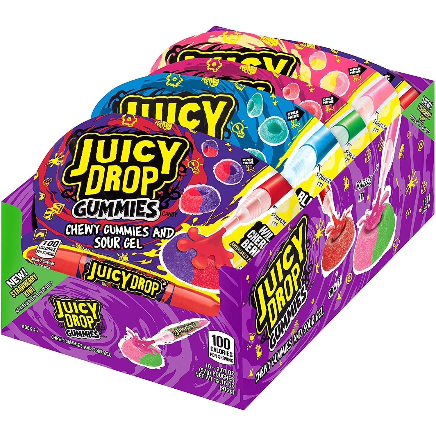 Topps Juicy Drop Gummies , 16 Count (SUGAR CANDY - REGULAR SIZE)