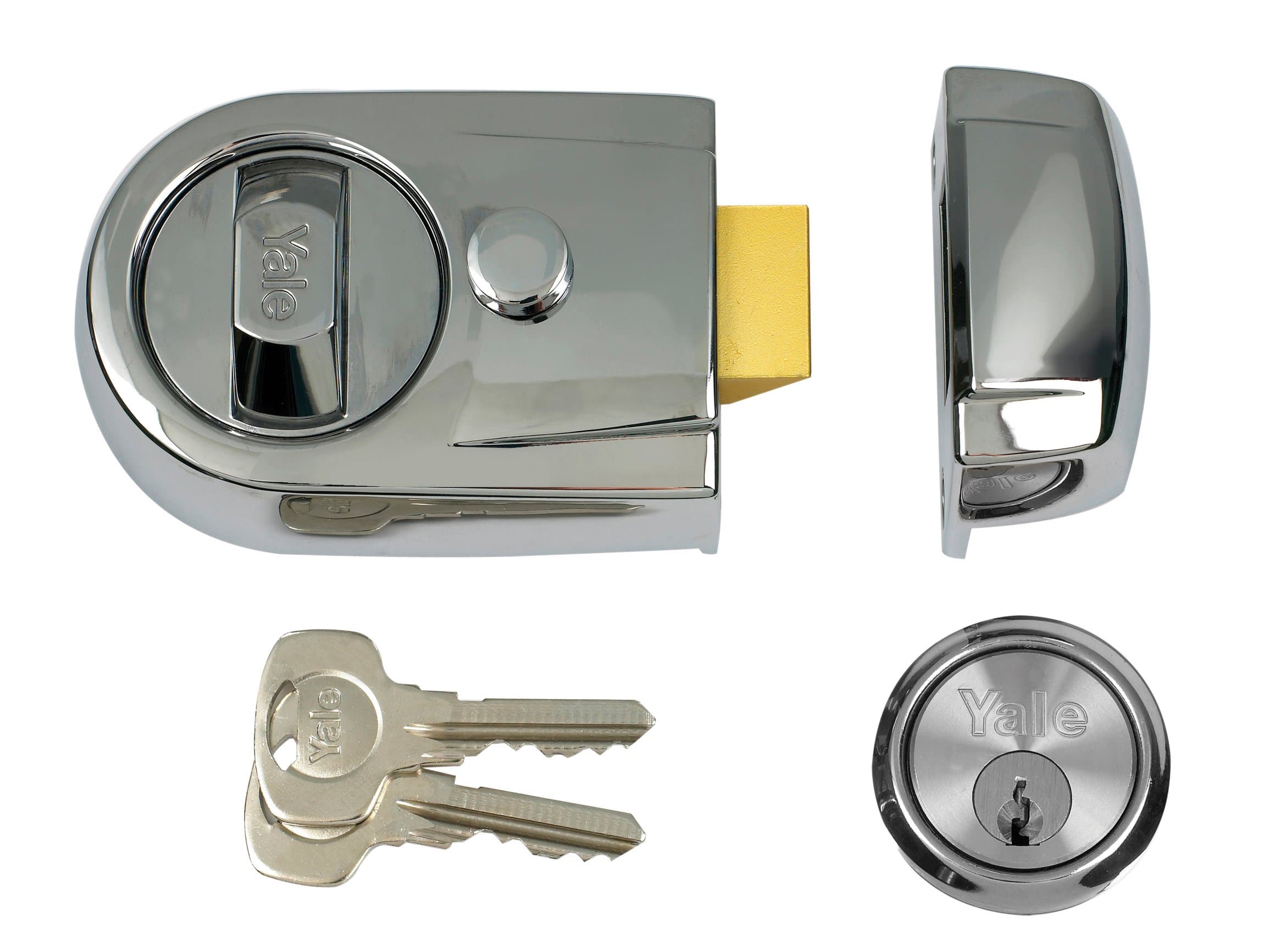 Yale P-Y3-CH-CH-60 - Contemporary Nightlatch - 60mm - Polished Chrome Finish - Standard Security