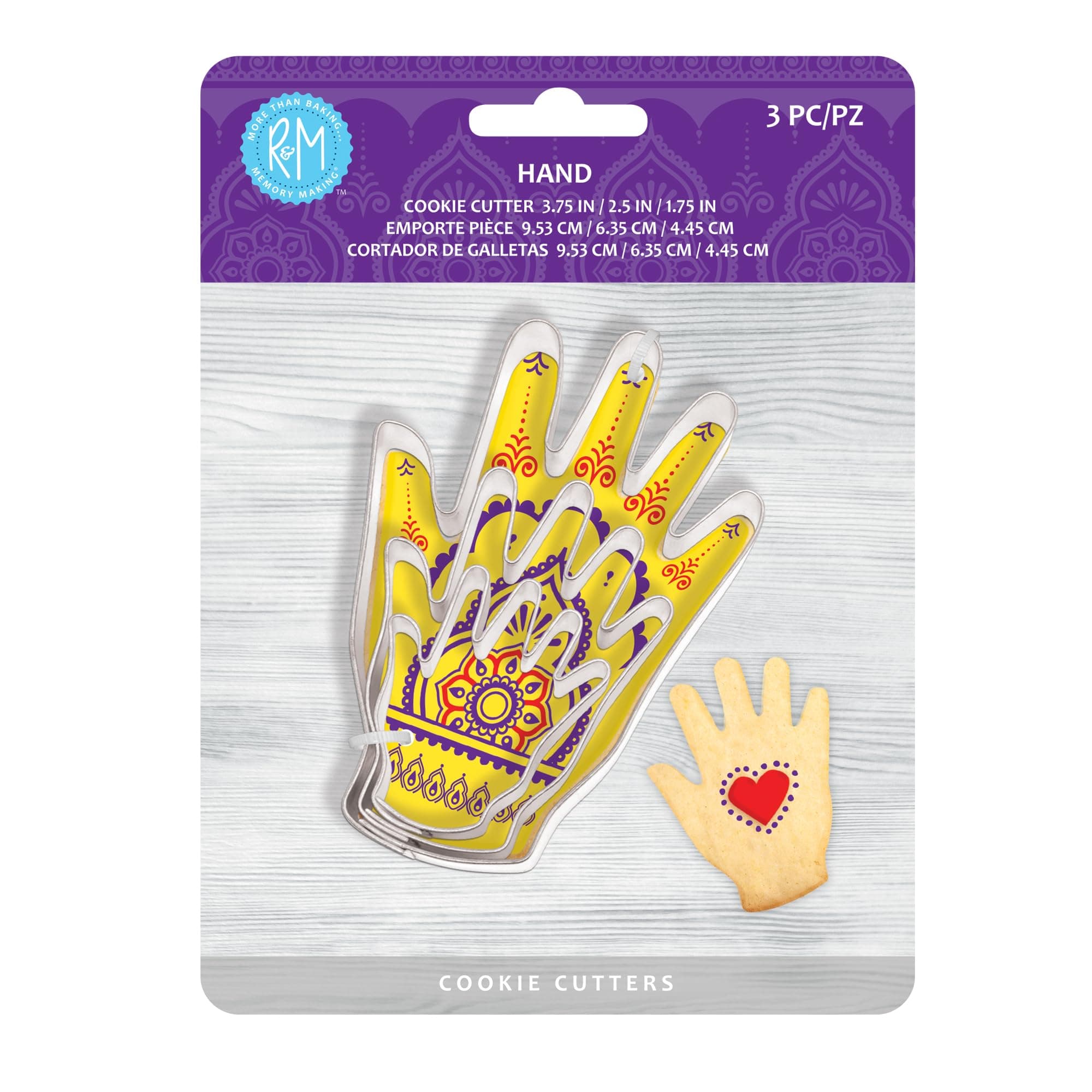 International Hand Shaped Cookie Cutters, Assorted Sizes, 3-Piece Set in Gift Tin