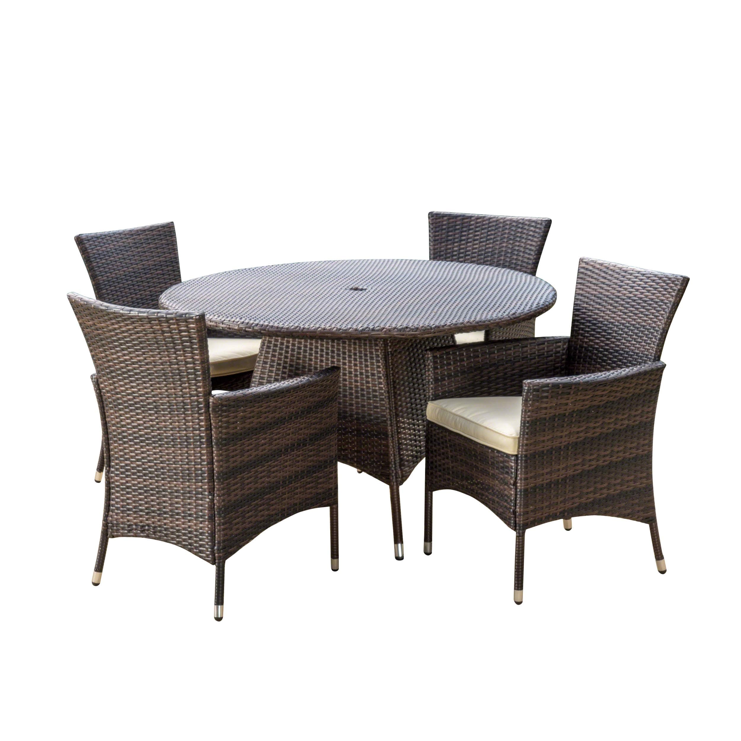 Christopher Knight Home Rodgers Outdoor Wicker Dining Set, 5-Pcs Set, Multibrown