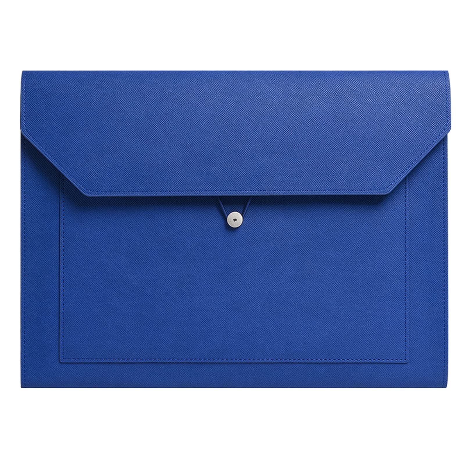 PU Leather A4 File Folder Document Holder 2 Pockets Portfolio Envelope Folder Case with Elastic String 3/4 Inch Expansion (Blue)