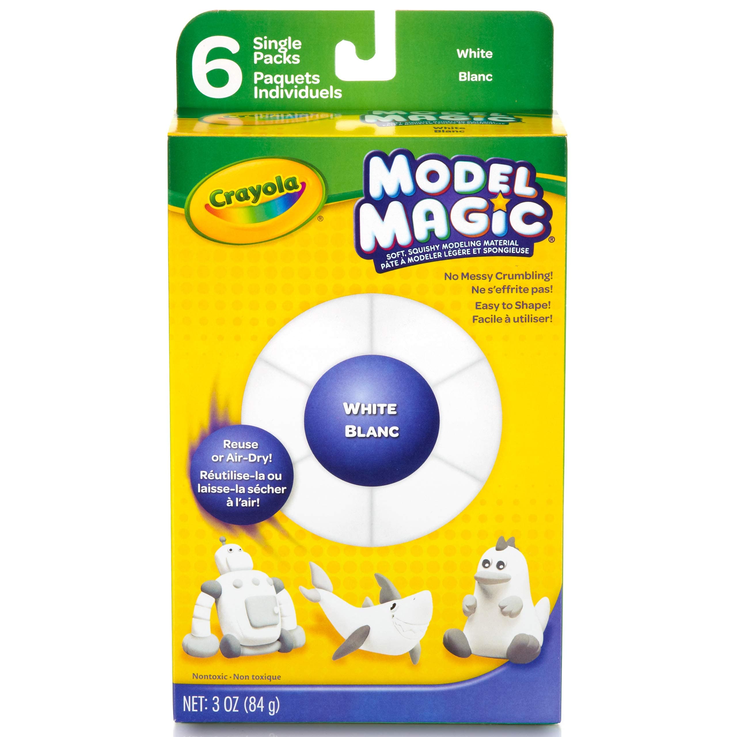 Crayola Model Magic Single Packs, White, .5oz Single Packs (6 Count Box), Crafts For Kids 4 & Up
