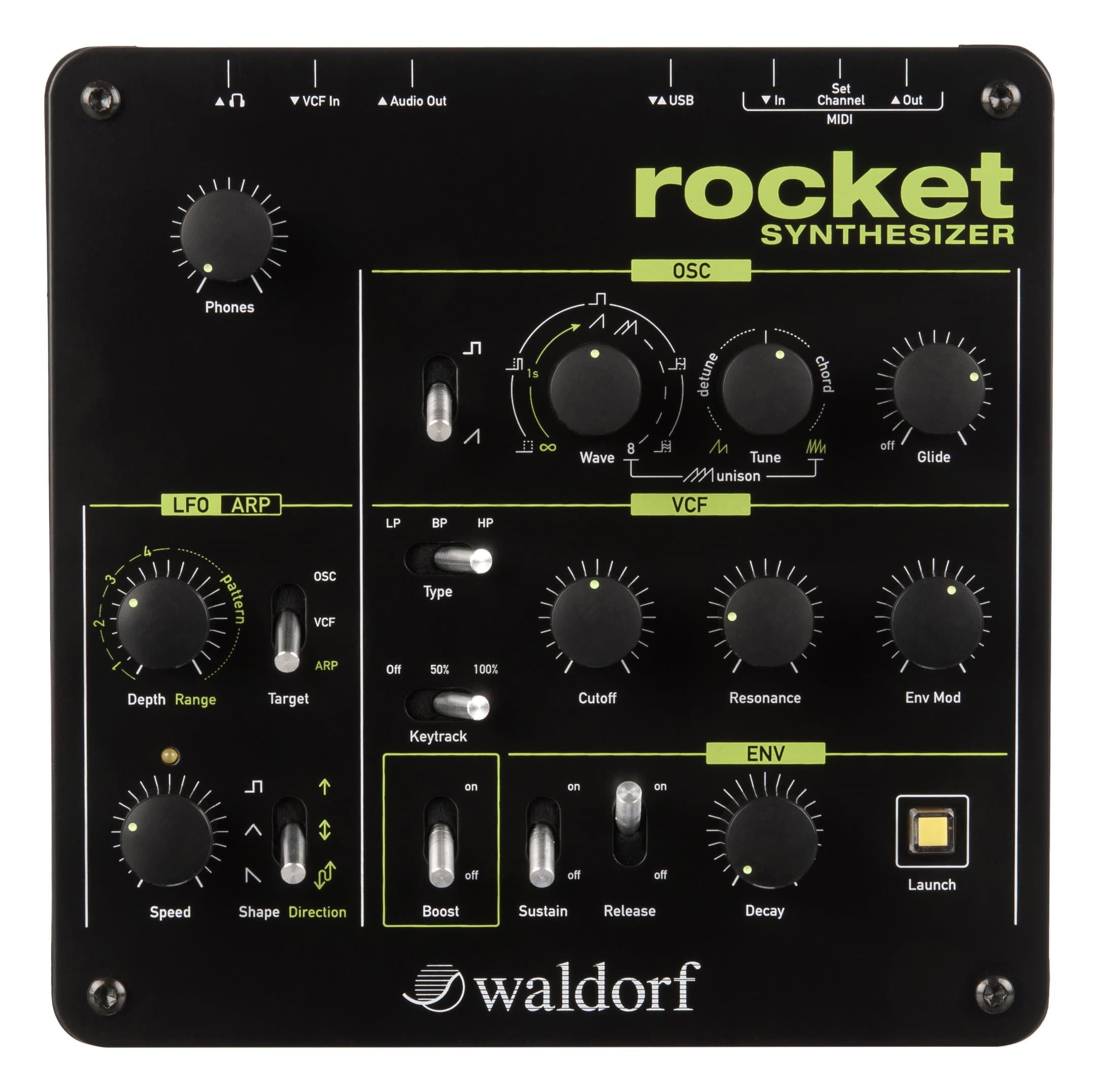 Waldorf Rocket Synthesizer - Black/Green