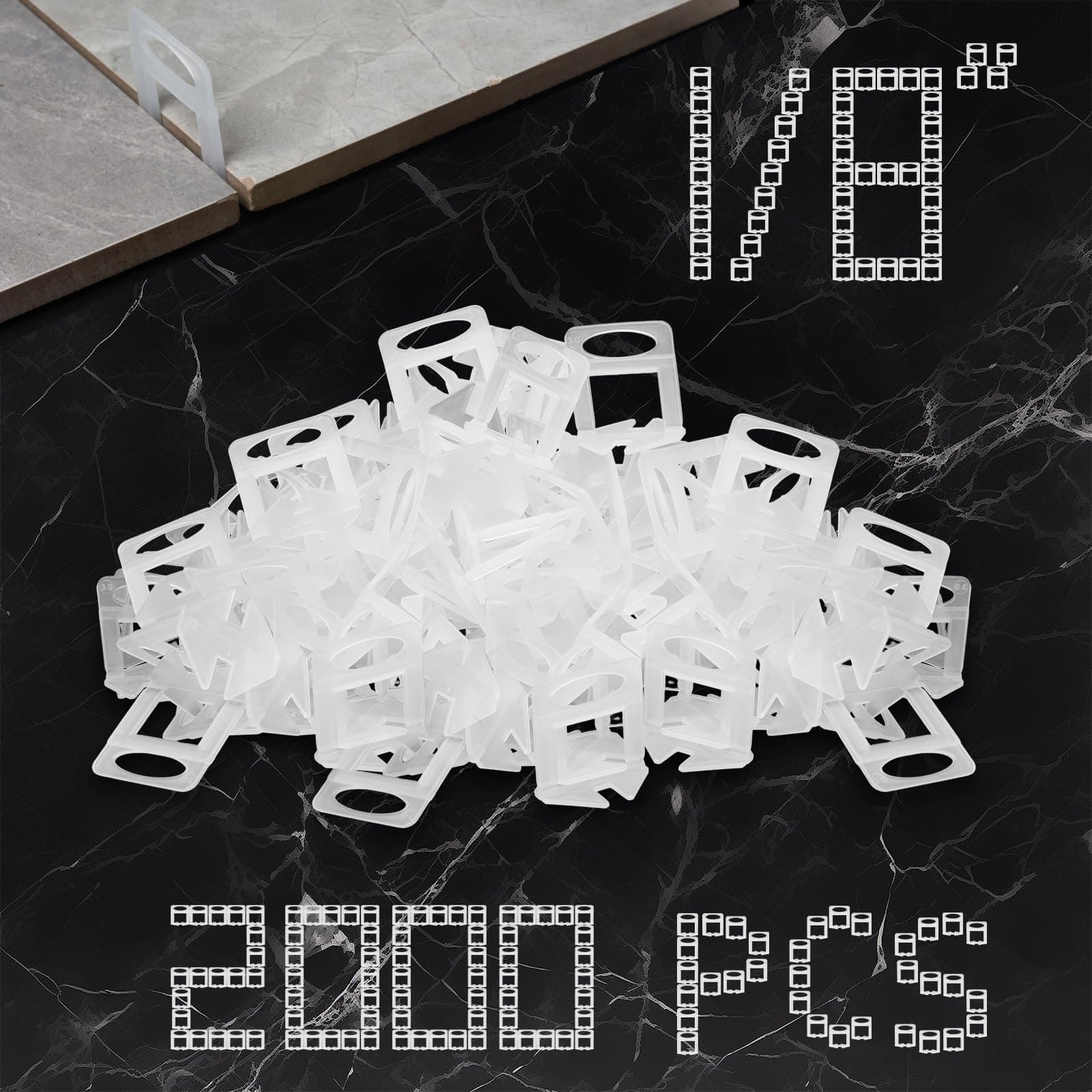 Tile Leveling Clips Tiles Leveler Spacers - 2000 Spacers Tile Leveling System 1/8 Inch Clips Lippage Free Tile and Stone Installation for PRO and DIY