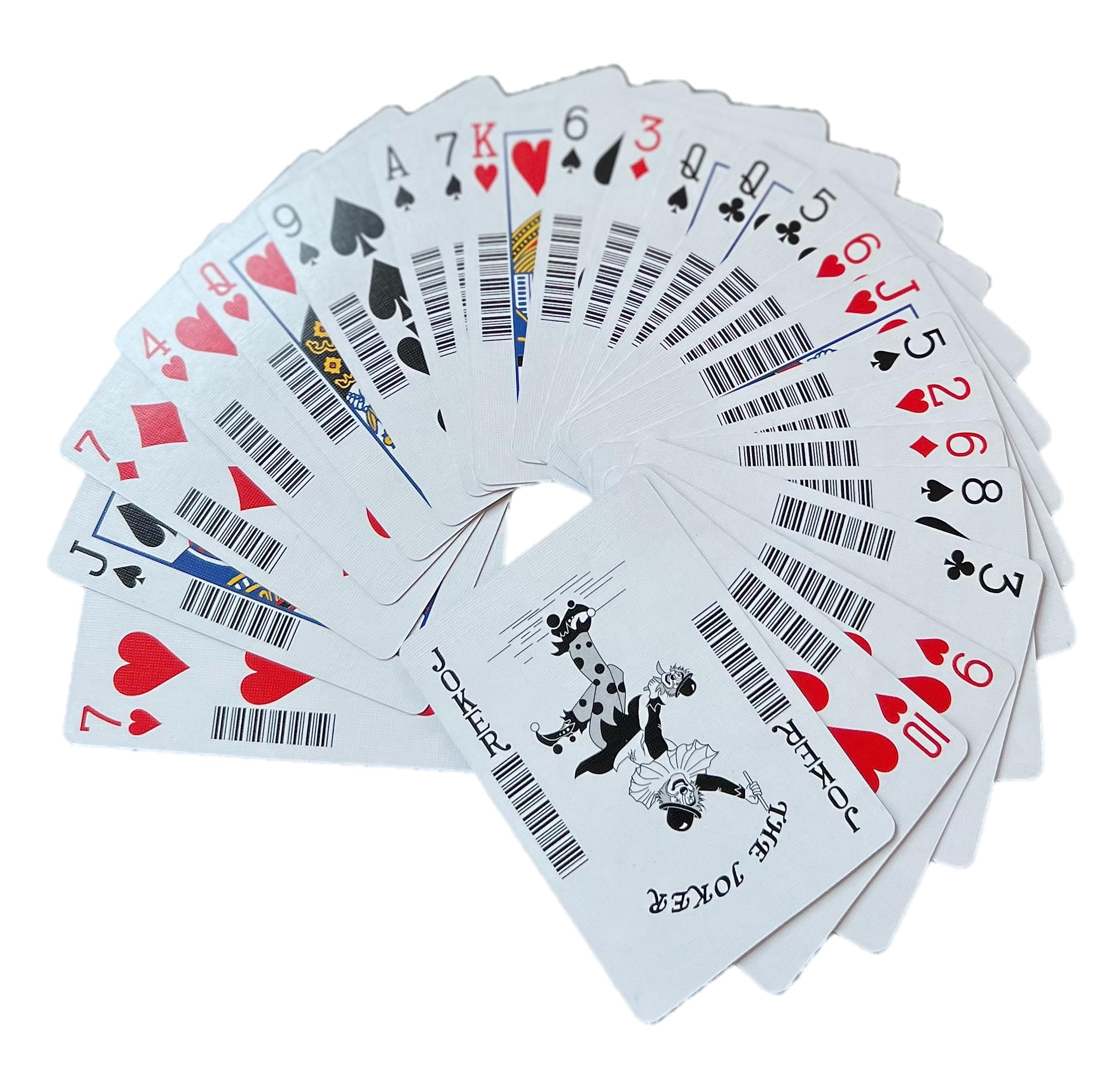 Standard Solitaire, Poker Playing Cards with Barcodes, for Magic Tricks, Classic Playing Cards Deck Size, 52 Card Set + 2 Jokers for Card Games Including Poker, Solitaire, Casino Nights and Blackjack