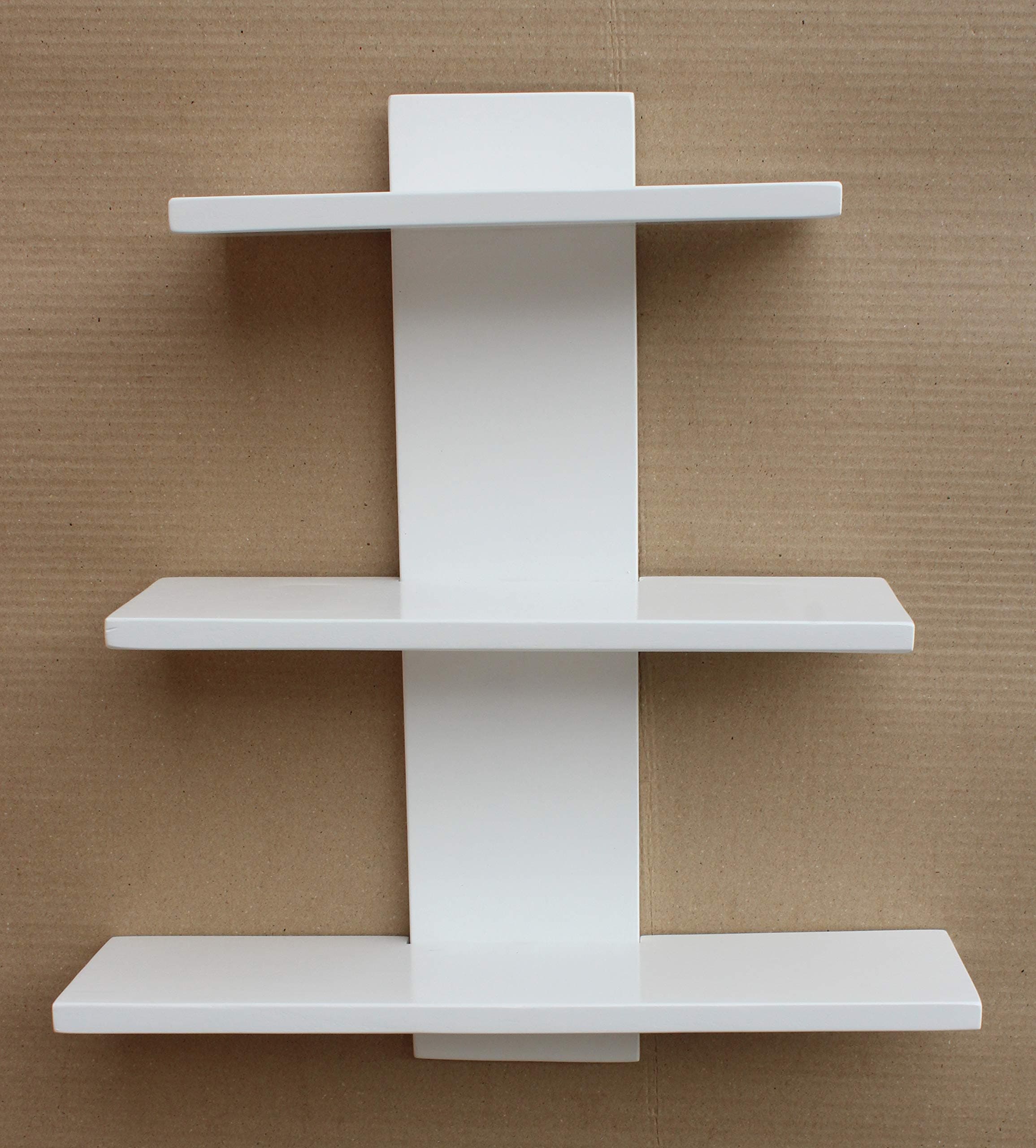 BOIS ART Decorative Tree Shaped Wall Mounted Shelf Set of 3 White/Display Decor Wooden Decoration Dining Dark Storage Multipurpose Shelves (White)