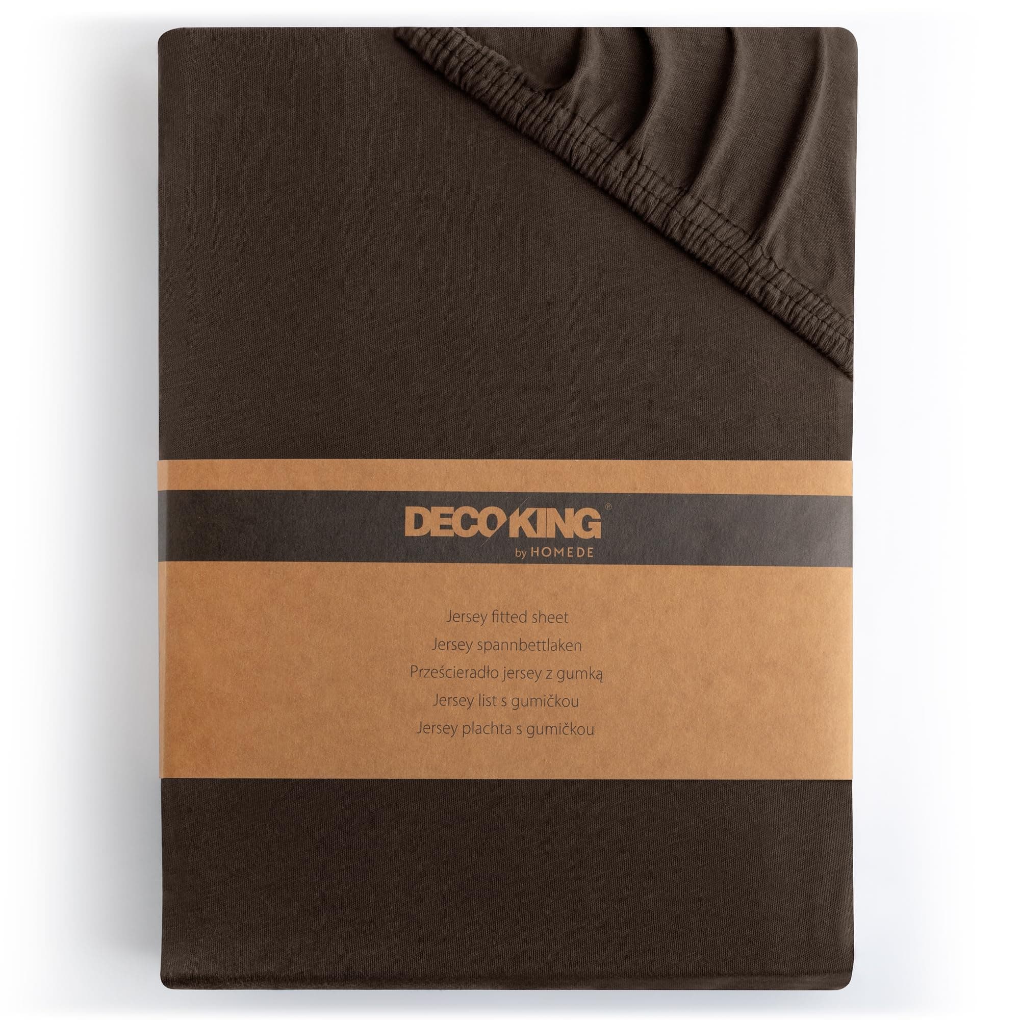 DecoKing Fitted Sheet Super Emperor 100% Combed Cotton Soft Jersey Bed Sheet 200x220-220x240 cm Brown Amber
