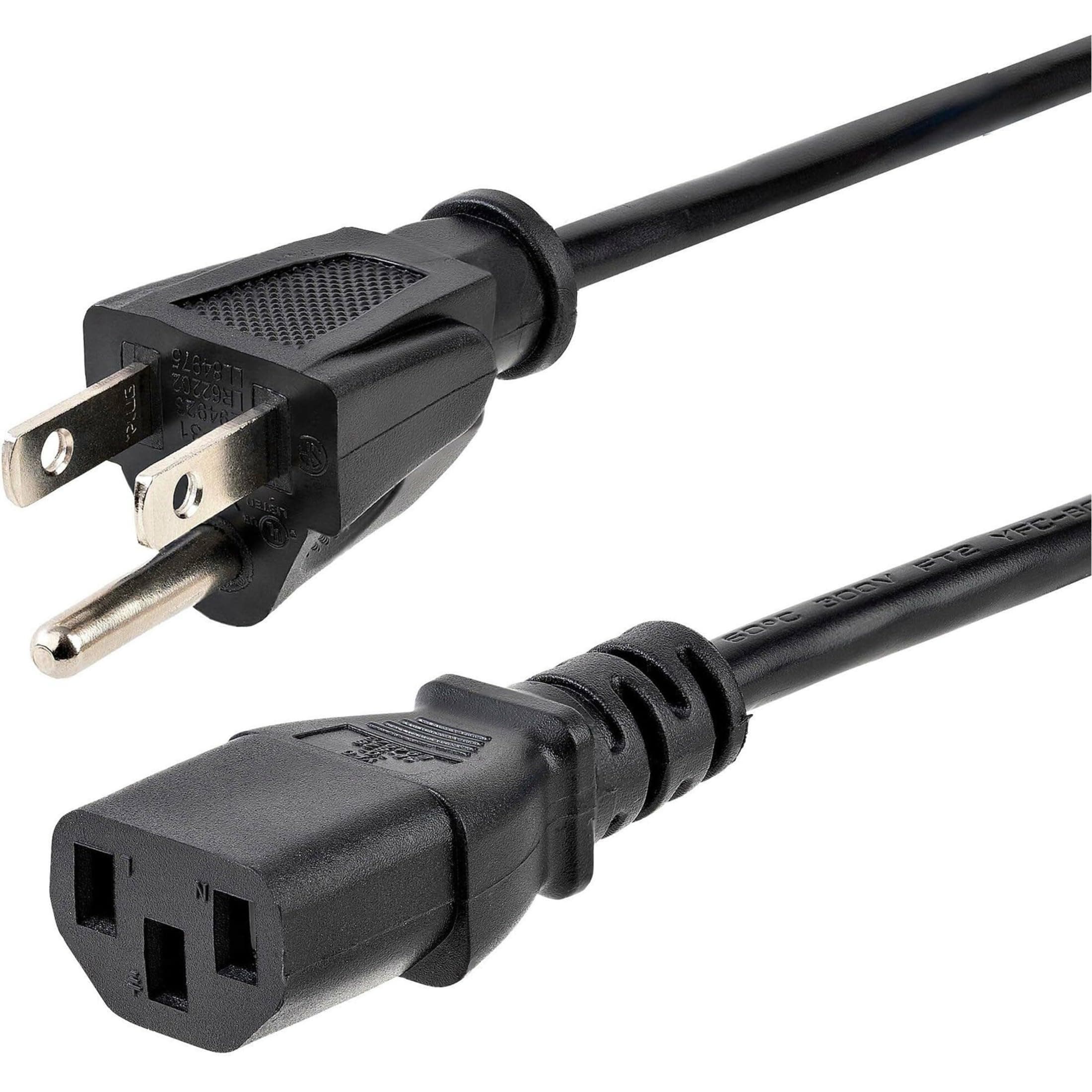 StarTech.com 10ft (3m) Computer Power Cord, NEMA 5-15P to C13, 10A 125V, 18AWG, Black Replacement AC Power Cord, Printer, PC Power Supply Cable, Monitor Power Cable - UL Listed (PXT101 10)