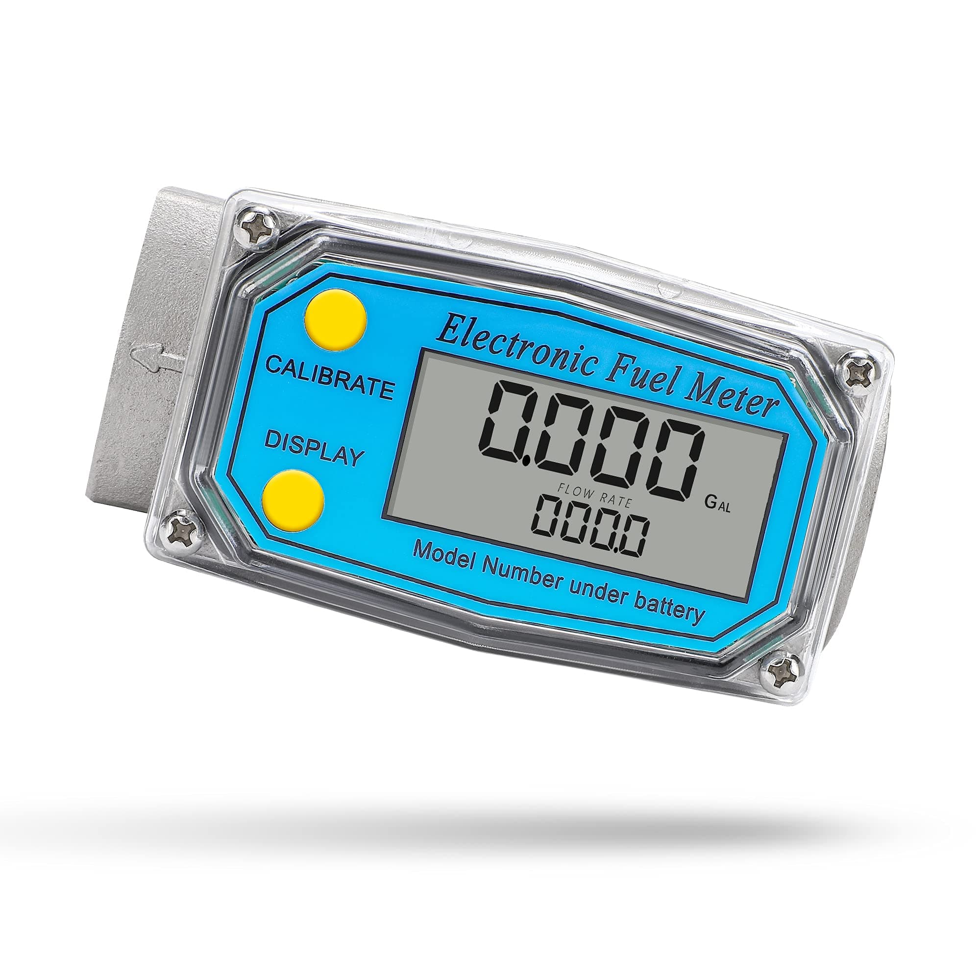 Turbine Flow Meter LCD Digital Display Flowmeter with 1-Inch FNPT Inlet/Outlet, Gas Oil Fuel Flowmeter for Diesel, Kerosene, Gasoline 2-26.4 GPM (9-100 LPM)