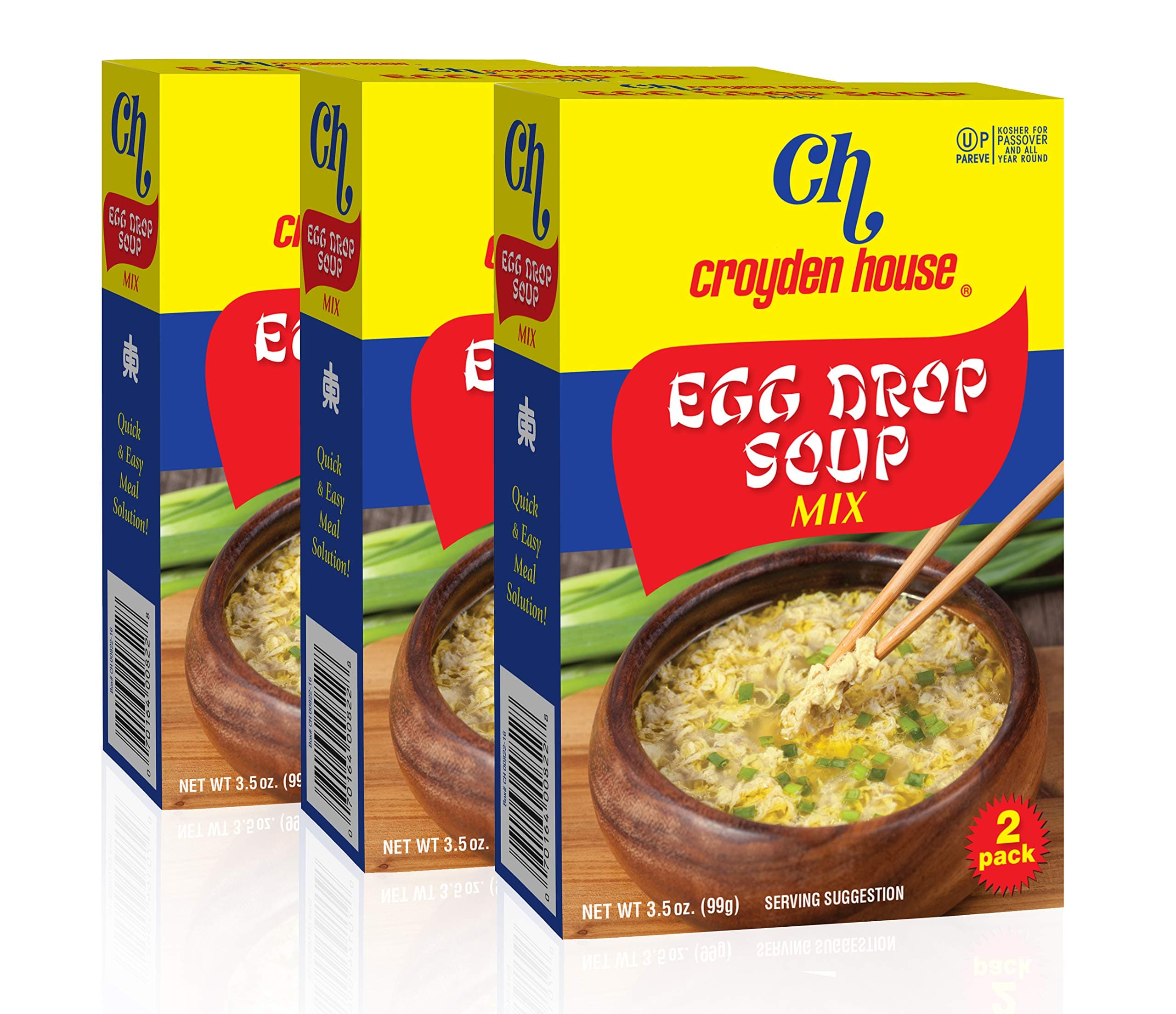 Egg Drop Soup Mix 3.5oz (3 Pack, Total of 6 Envelopes) Quick and Easy Prep, Chinese Style, Kosher