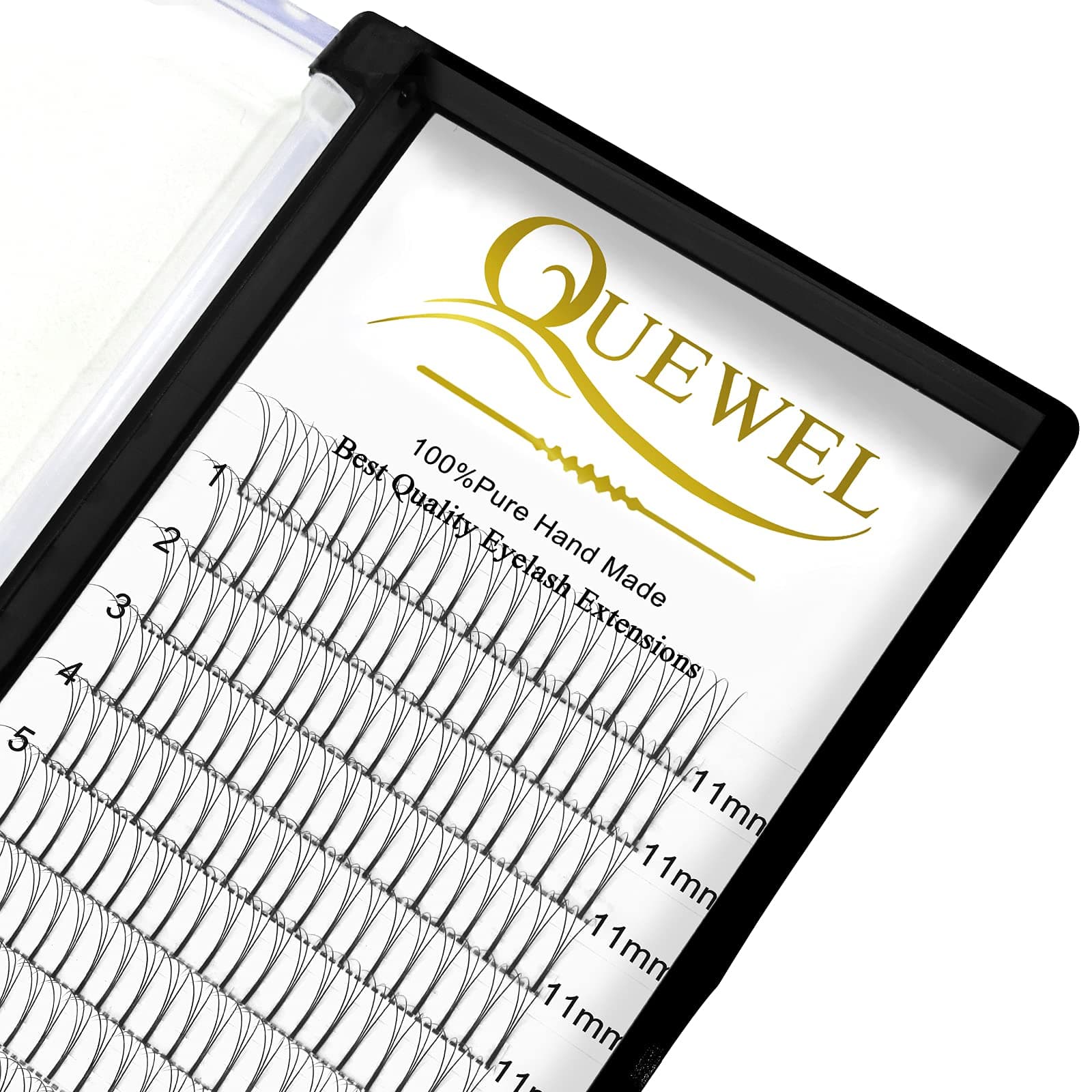 Volume Lash Extensions 3D 0.10 C Curl 11mm Premade Fans Lash Long Stem Cluster Lashes for Salon(3D 0.10C 11mm)