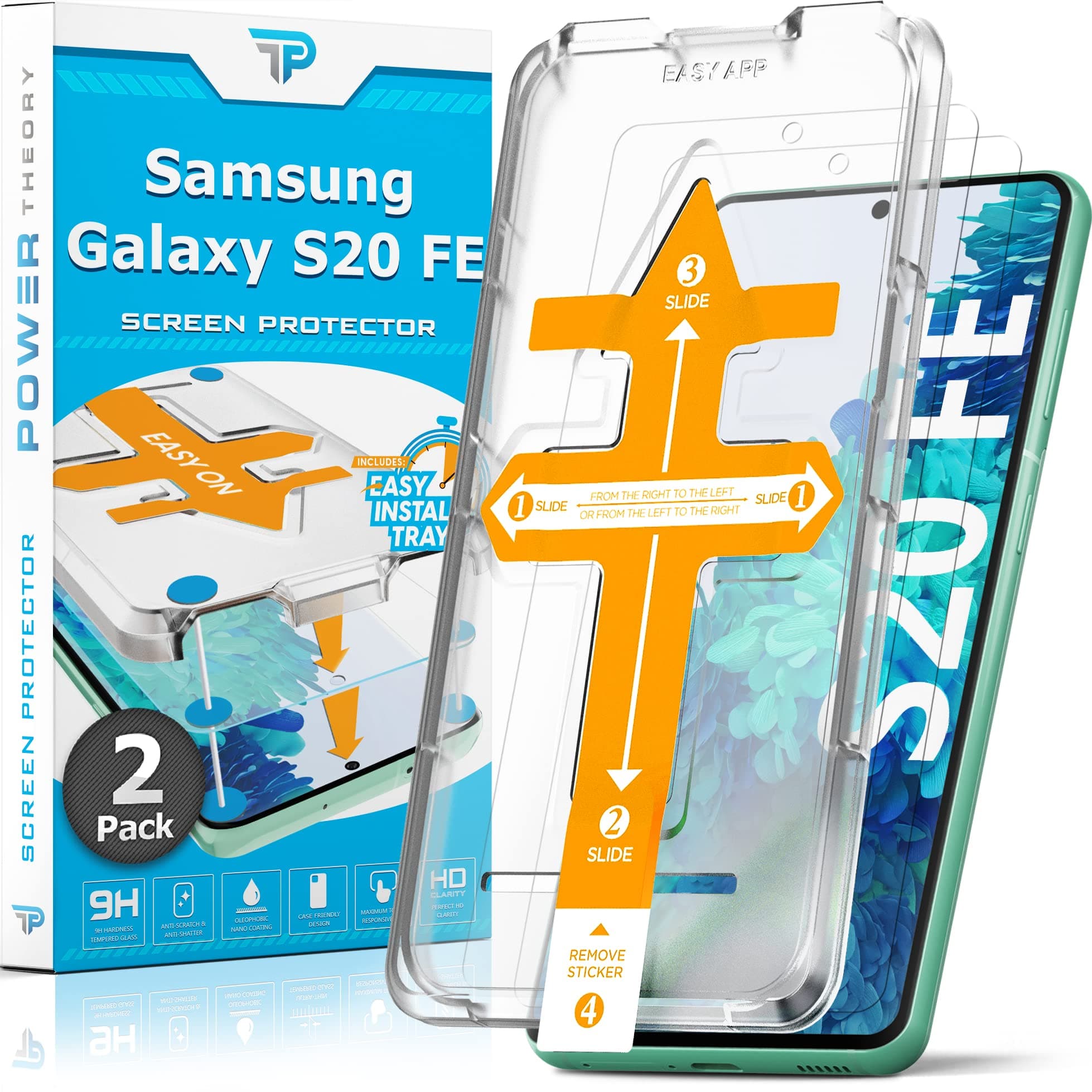 Designed for Samsung Galaxy S20 FE 5G / 4G Screen Protector Tempered Glass [9H Hardness], Easy Install Kit, 99% HD Bubble Free Clear, Case Friendly, Anti-Scratch, 2 Pack