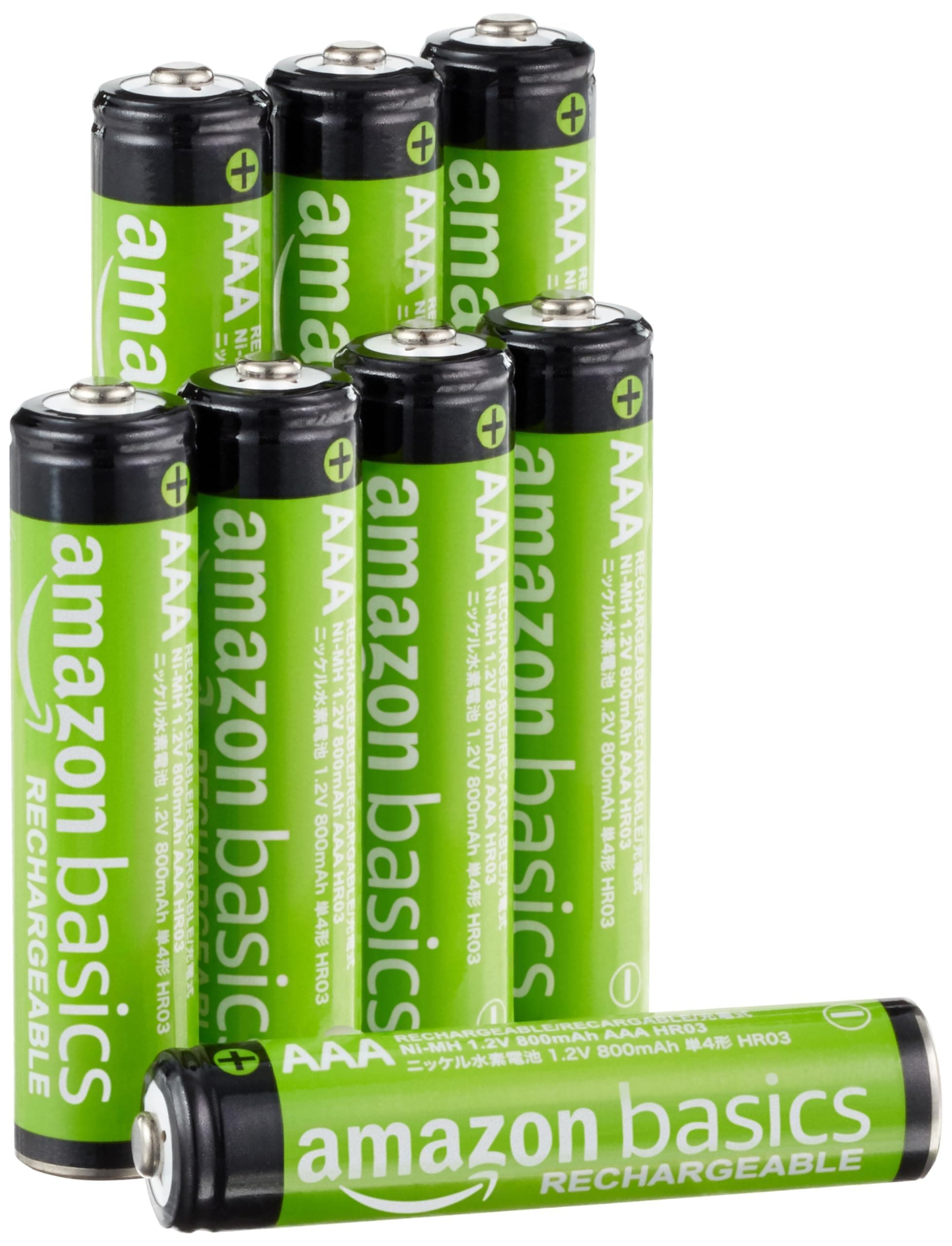 8-Pack Rechargeable AAA NiMH Batteries, 800 mAh, 1.2V, Low Self-Discharge, Pre-Charged, Recharge up to 1000x Times