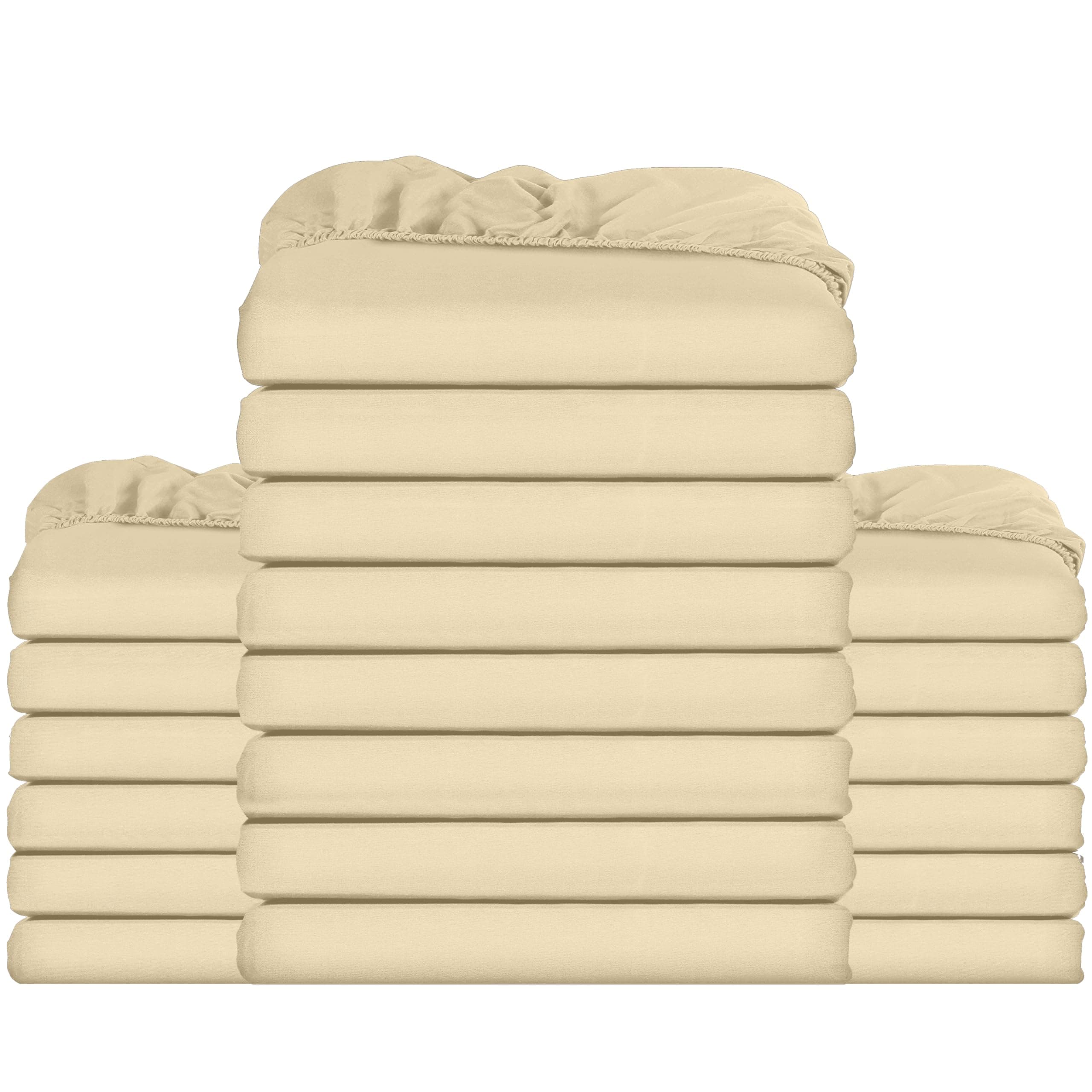 Utopia Bedding Fitted Sheet Bulk Pack of 20 Pieces - Single, Beige - Deep Pocket - Easy Care Soft Brushed Microfibre Fabric - Shrinkage and Fade Resistant - Bottom Sheet
