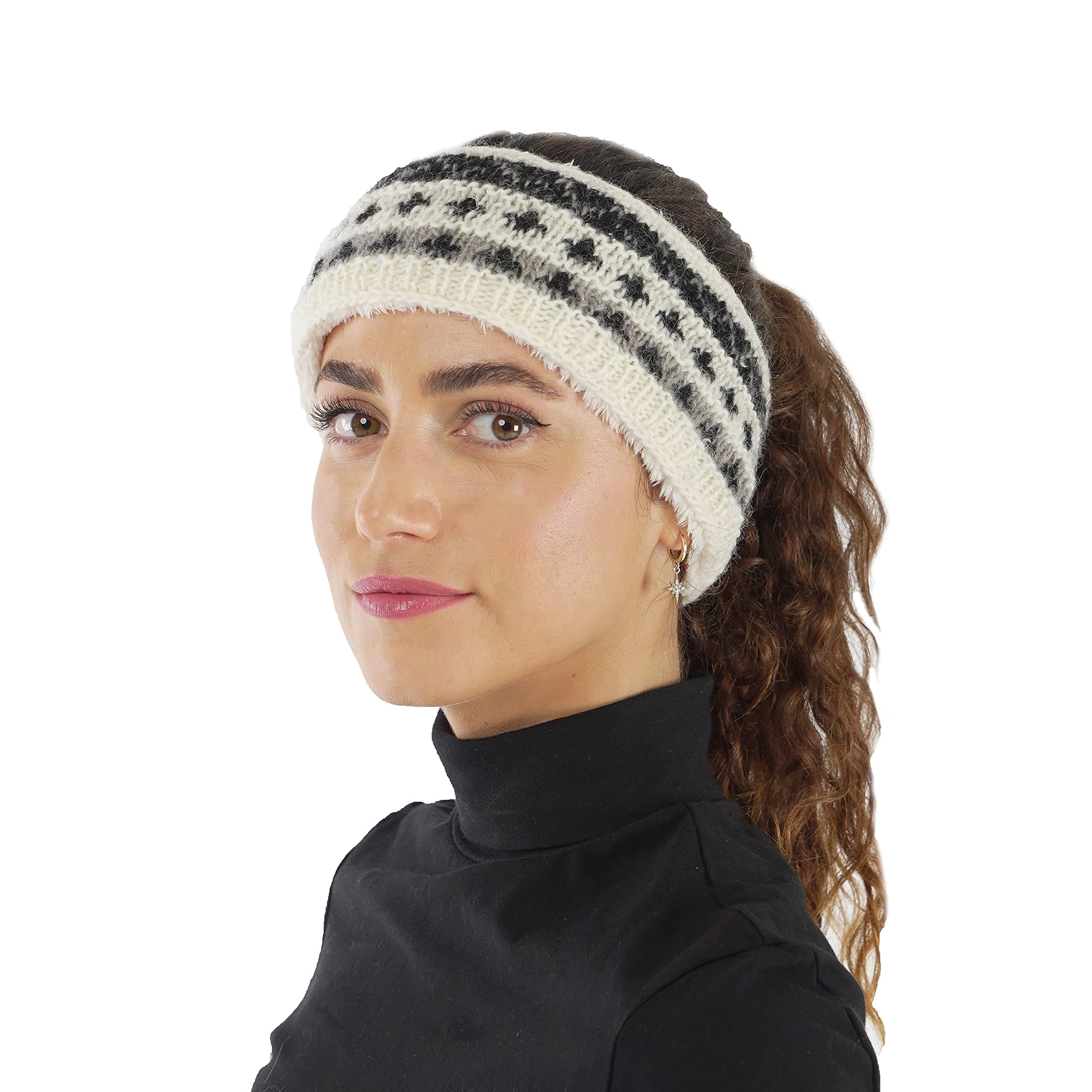 Hand Knit Wool Fleece Lined Headband