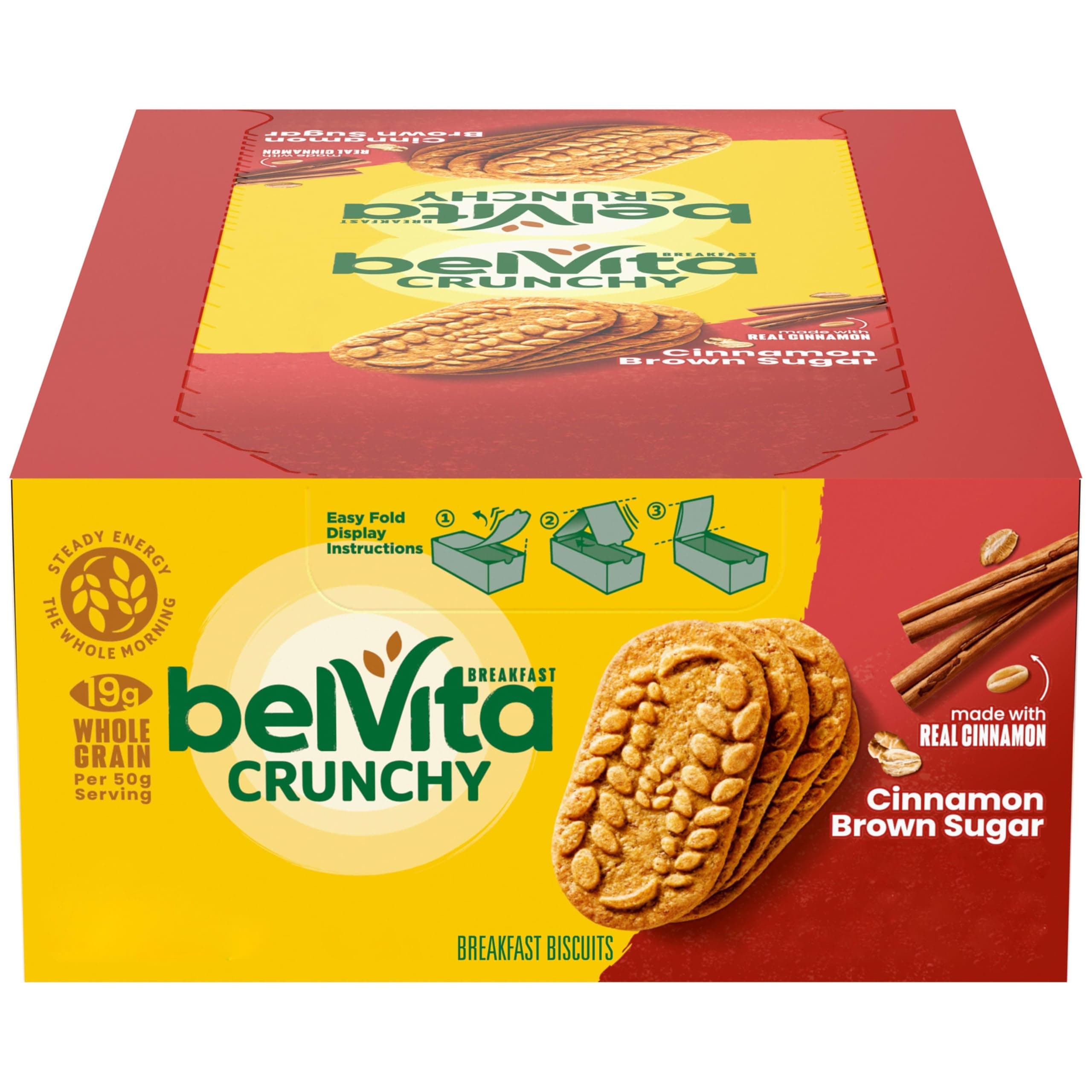 belVita Breakfast Bars Biscuits, Cinnamon Brown Sugar, 8 Packs (4 Biscuits Per Pack)