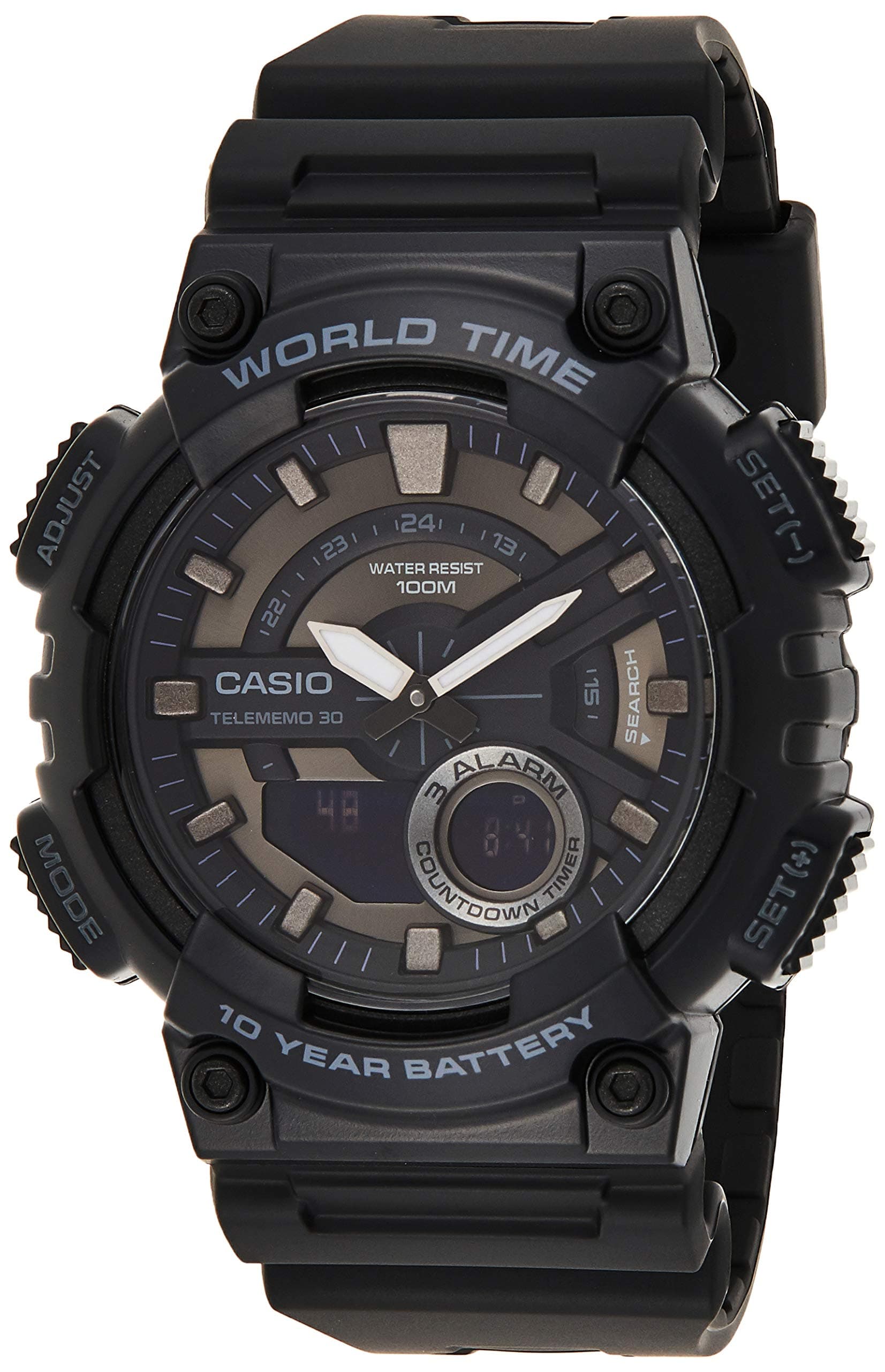 Casio Mens Quartz Watch, Analog-Digital Display and Plastic Strap AEQ-110W-1BVEF