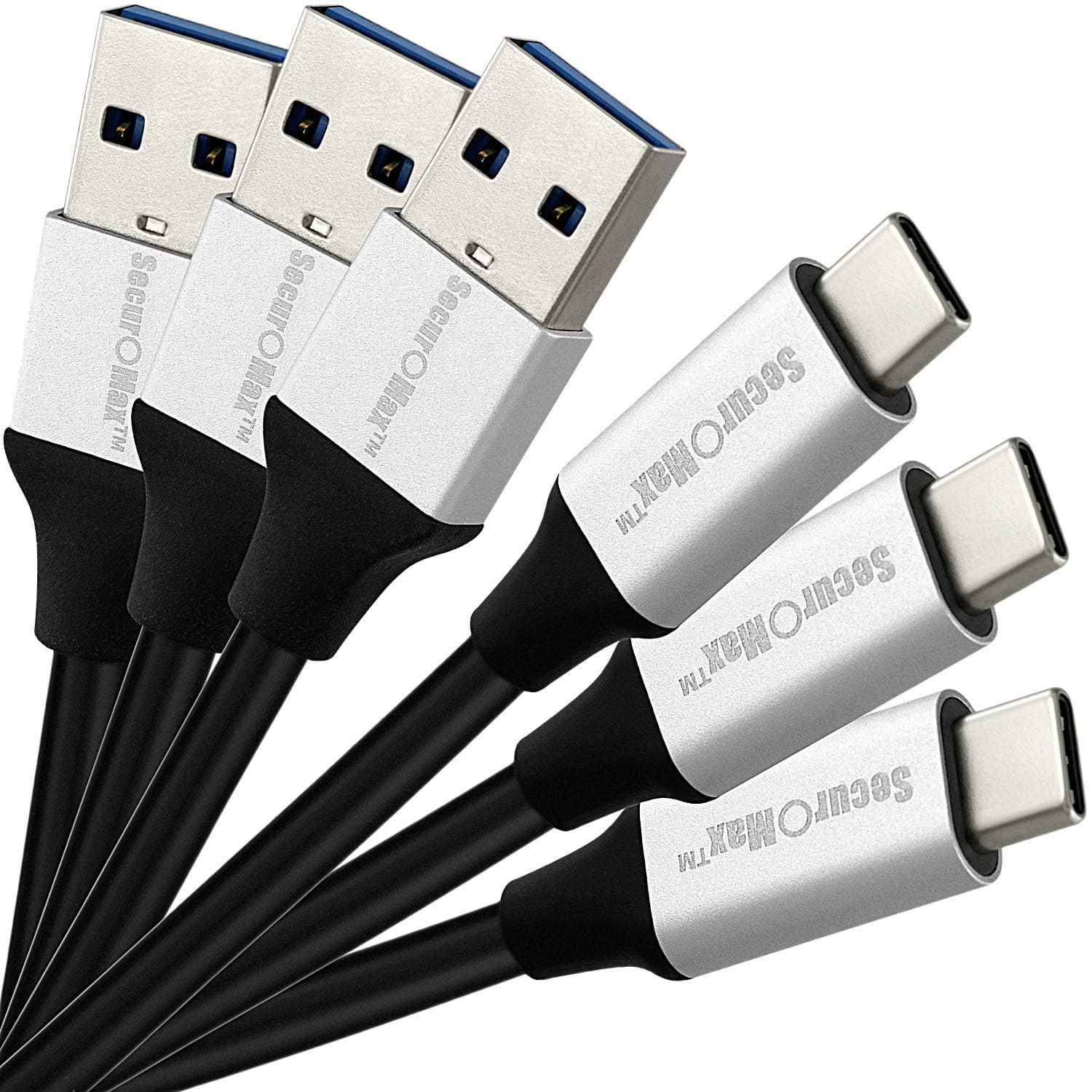 SecurOMax USB Type C to A Cable, 3.3 Feet, 3 Pack