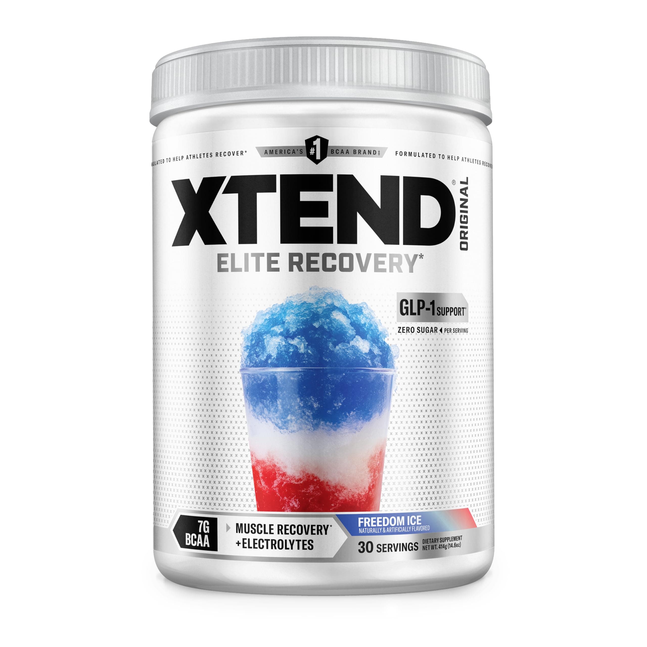 XTEND Original BCAA Powder Freedom Ice, ZERO CALORIE, ZERO CARB, ZERO SUGAR, Post Workout Muscle Recovery Drink with Amino Acids, 7g BCAAs for Men & Women, 30 Servings