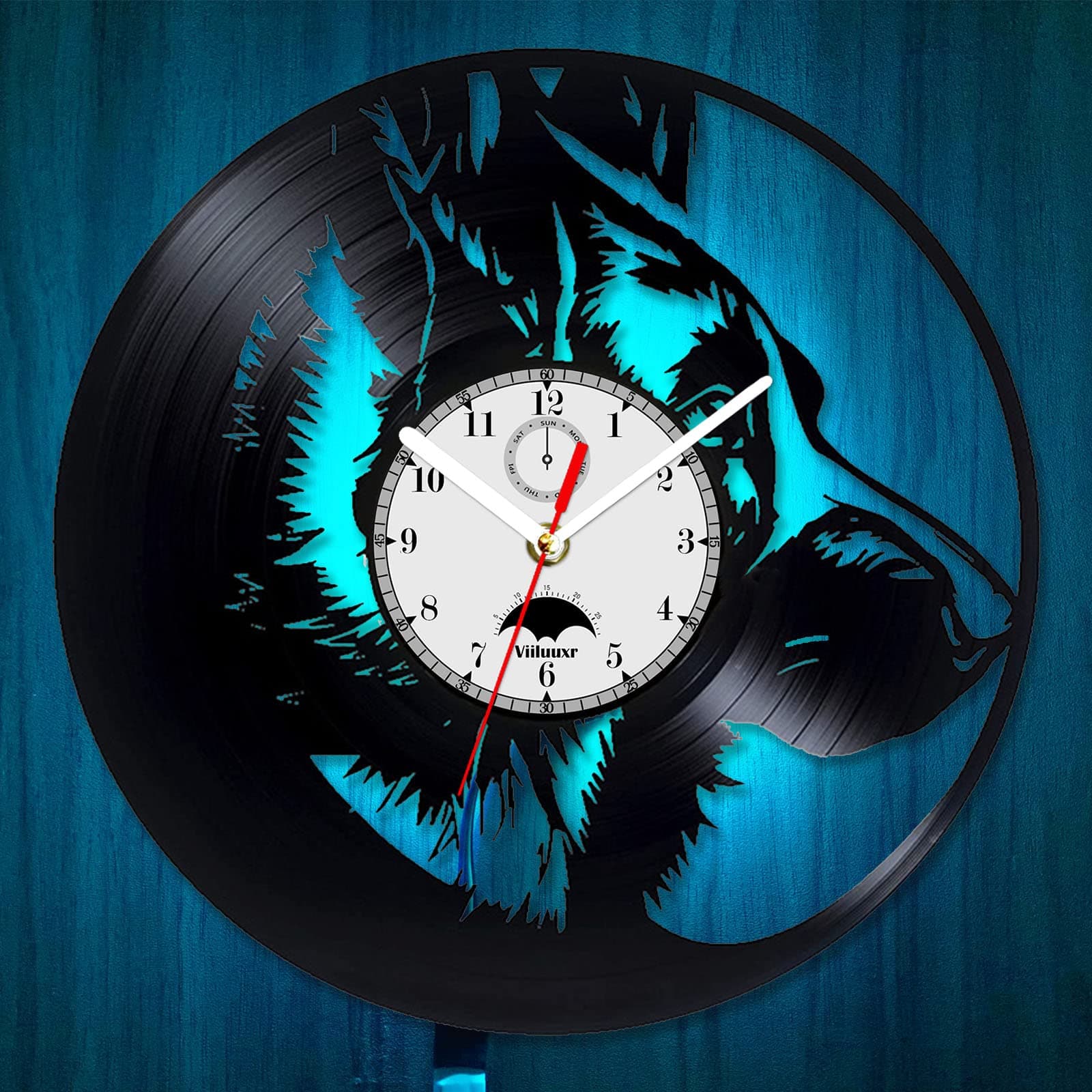 German Shepherd Clock Vinyl Record Wall Clock 12-Inch LED Wall Clock | Home Decor Creative Gifts for German Shepherd Dog Lover | Hanging Night Lamp 7 Color Luminous Wall Clock. (DG A4 With LED)
