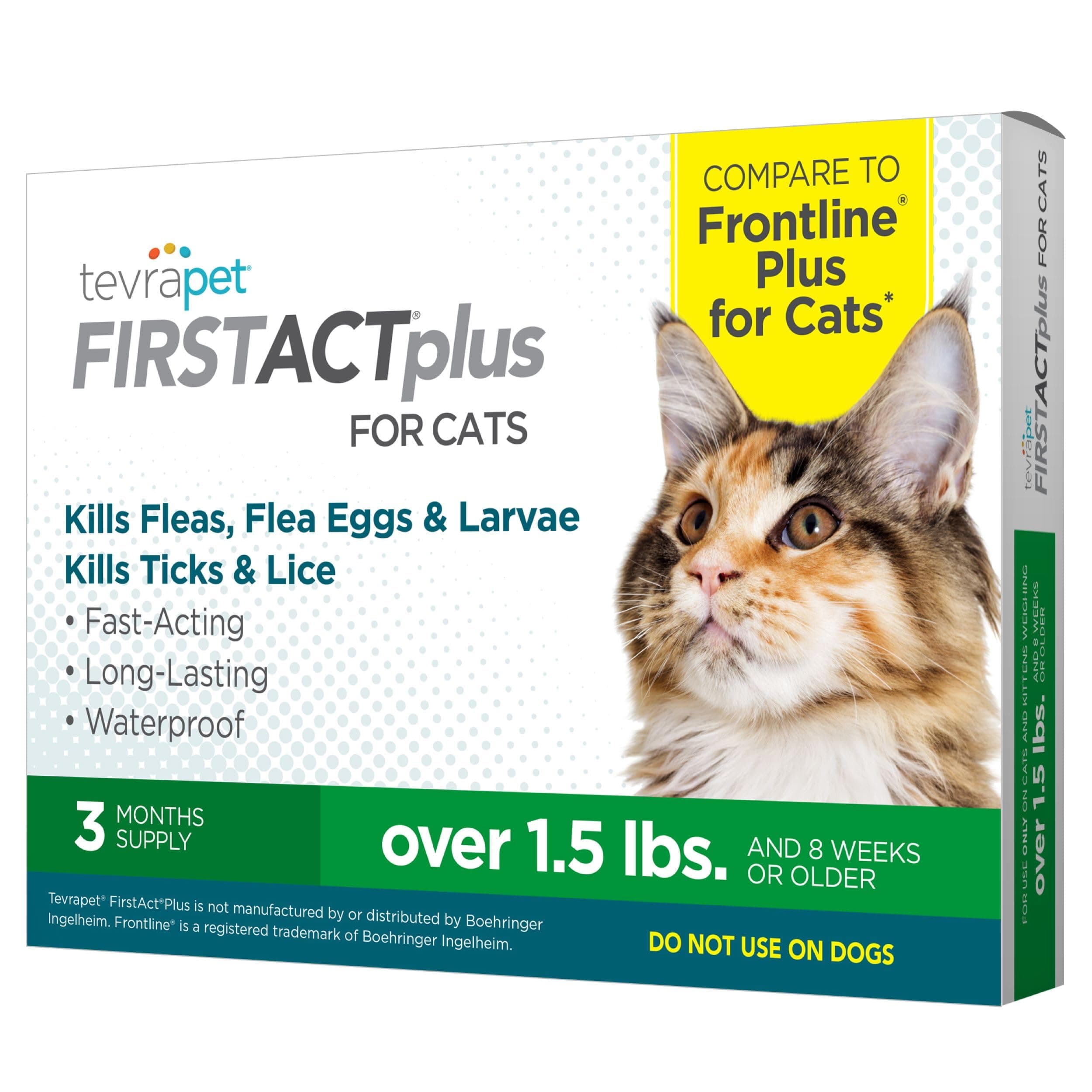 SNUNGPHIR TevraPet FirstAct Plus Cat Flea and Tick Treatment, Flea Medicine for Cats 1.5 lbs and up