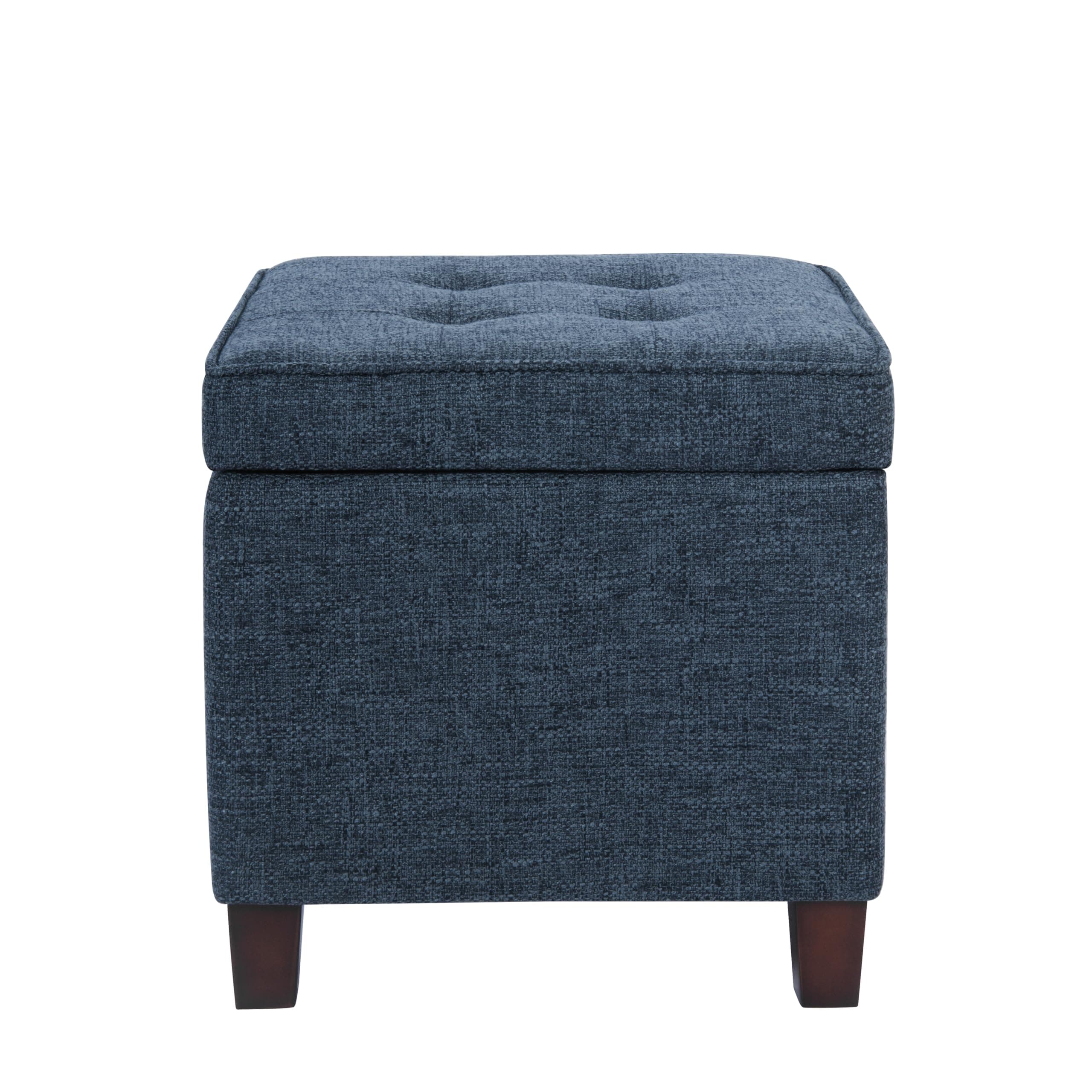 HomePop Square Tufted Storage Ottoman - Textured Navy, Small