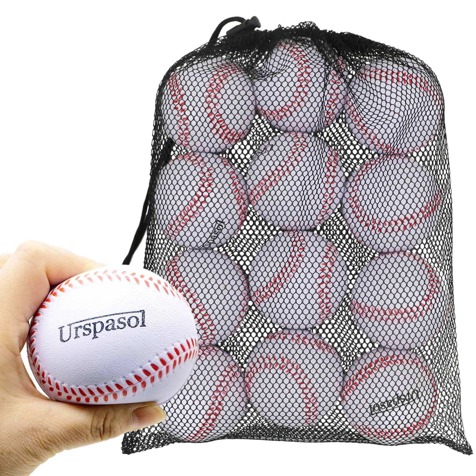 Foam Baseballs Soft Baseballs 12 Pack with Mesh Bag 9 inch Practice Baseball Tballs Faom Balls for Kids Safe for Youth Teenager Throwing, Catching and Batting,Fielding White