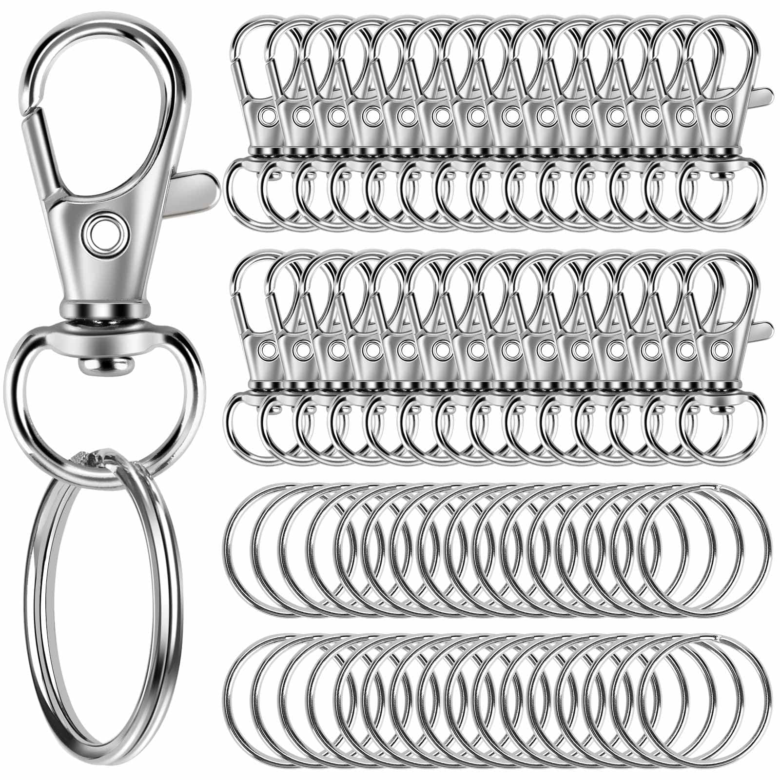 60PCS Keychain Making Kit, Including 30PCS Keychains Clips Hooks and 30PCS Key Chain Rings, Lobster Claw Clasps with Keychains Rings Accessories for Jewelry Making
