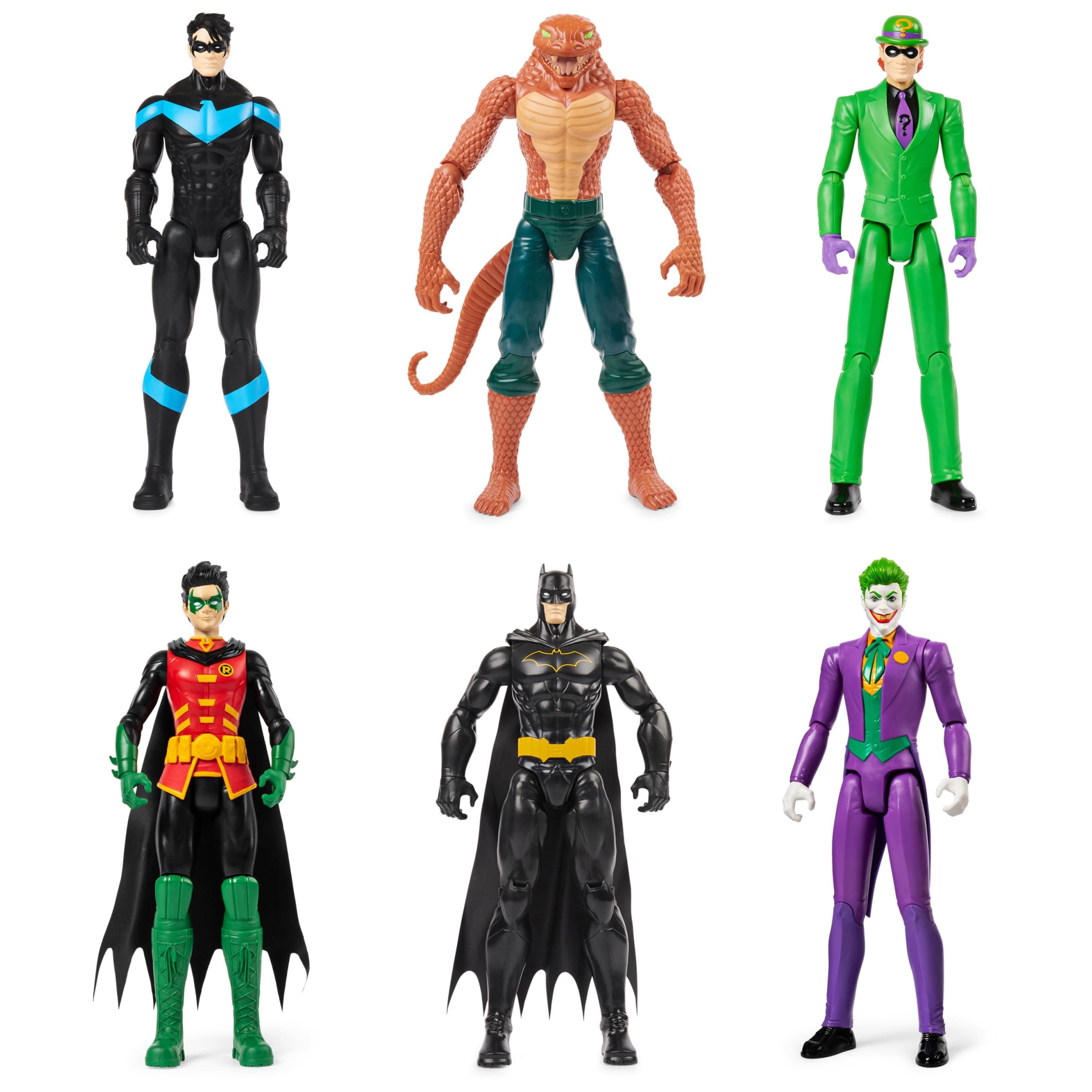 DC Comics Batman 6 Pack | Batman Robin Nightwing Joker Riddler Copperhead 12" Action Figure Kids Toy For Boys Girls Ages 3 Years Old