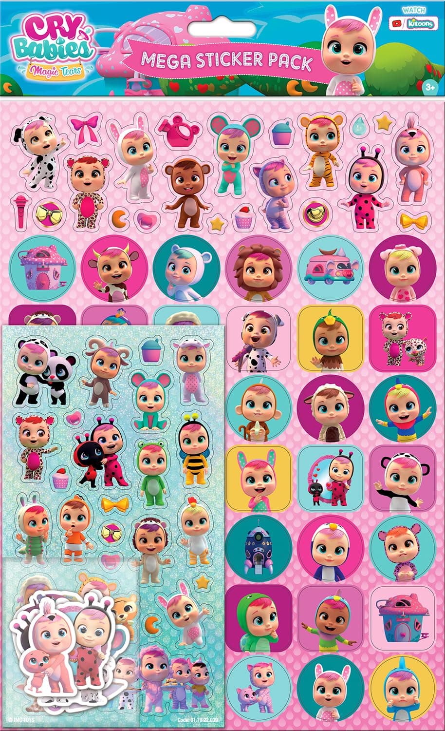 Paper Projects01.70.22.039 Cry Babies Mega Sticker Pack | Official Licensed Product | Reusable on Non-Porous Surfaces, Pink, 35cm x 23cm