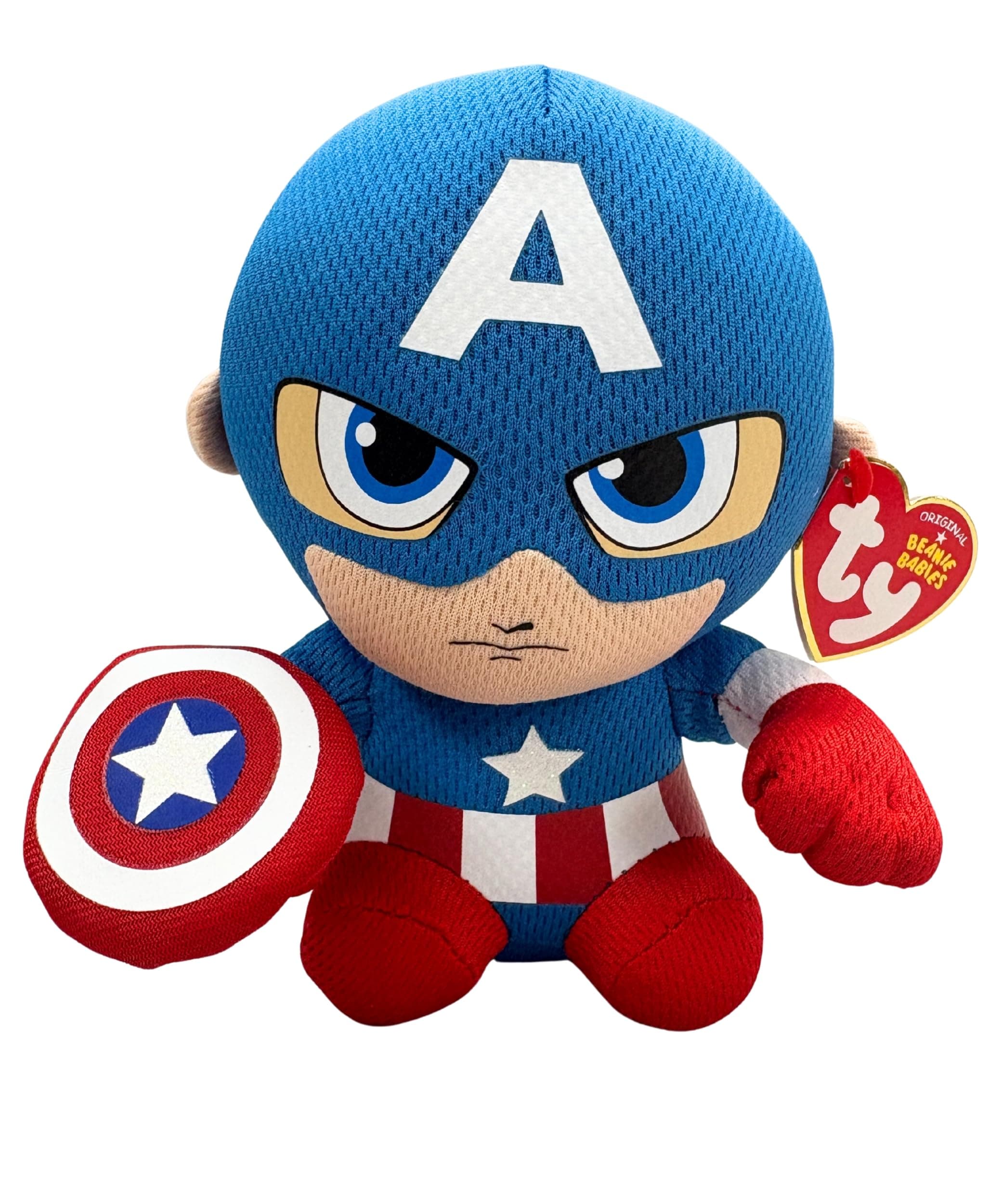 Ty Captain America Plush, Blue/Red/White, Regular