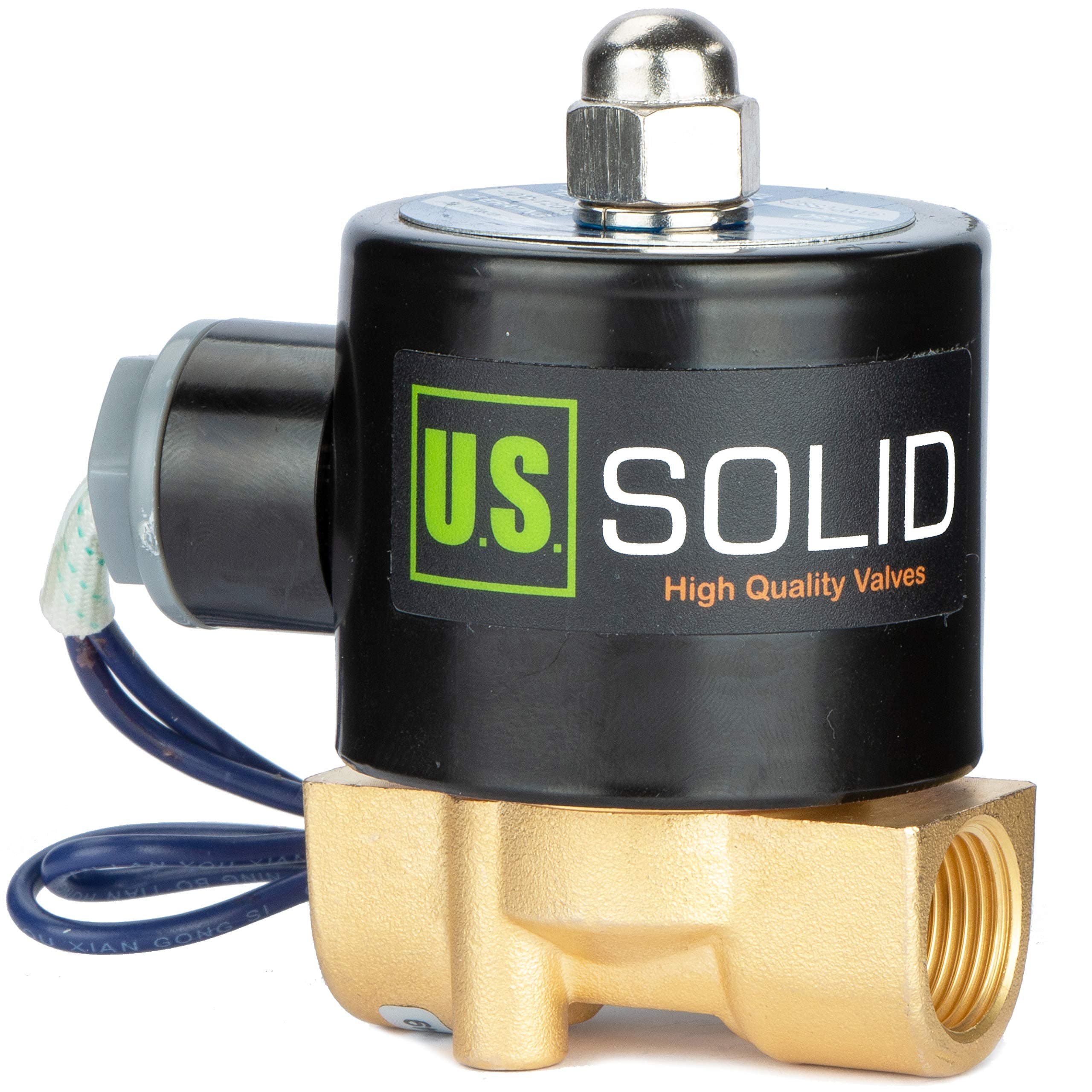 U.S. Solid 3/8" Electric Solenoid Valve 12-VDC, VITON Gasket, Air, Gas, Fuel Normally Closed