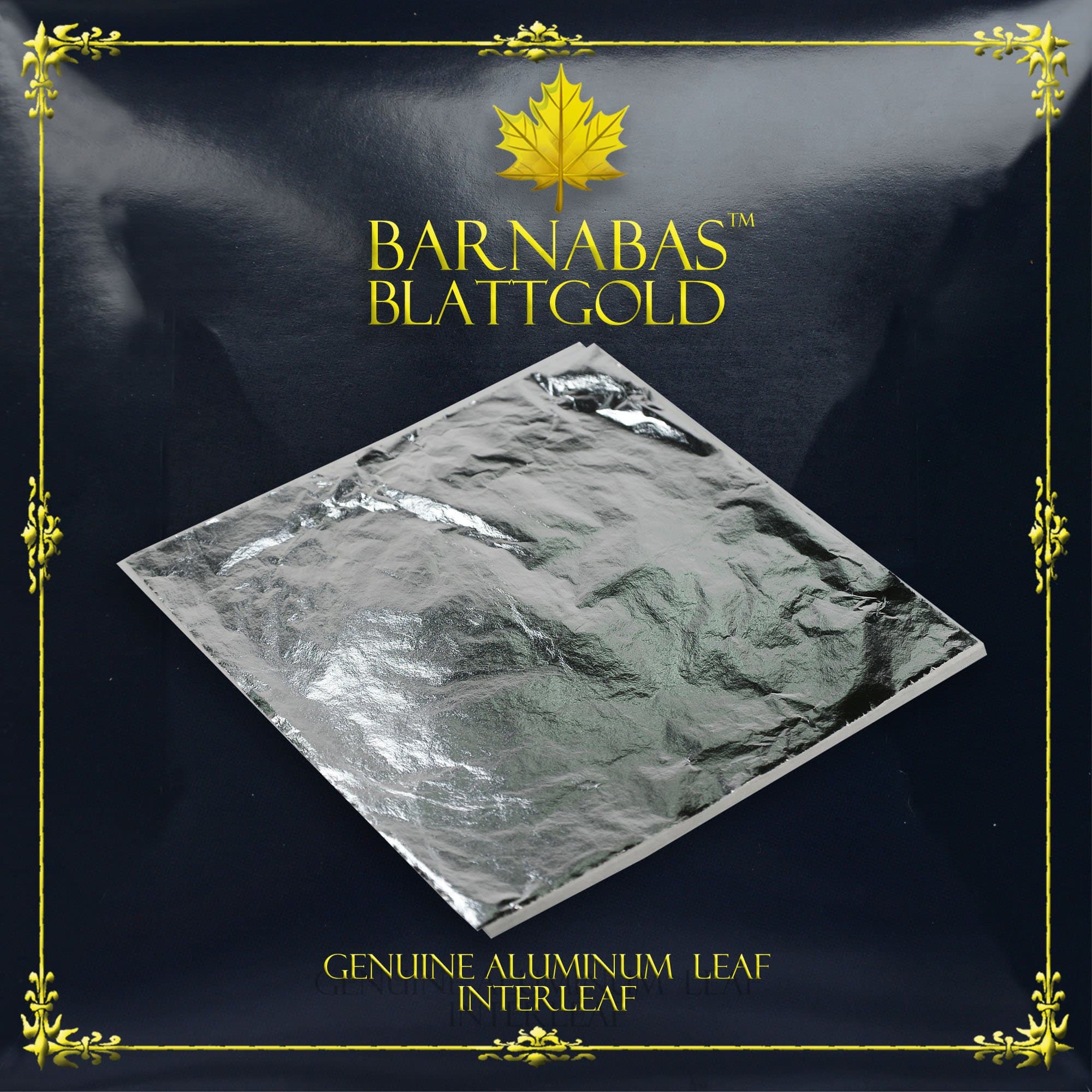 Barnabas Blattgold Imitation Silver Leaf, Loose Sheets [100 Sheets, 5.5 inch], Metal Foil Leaf for Painting, Arts and Crafts