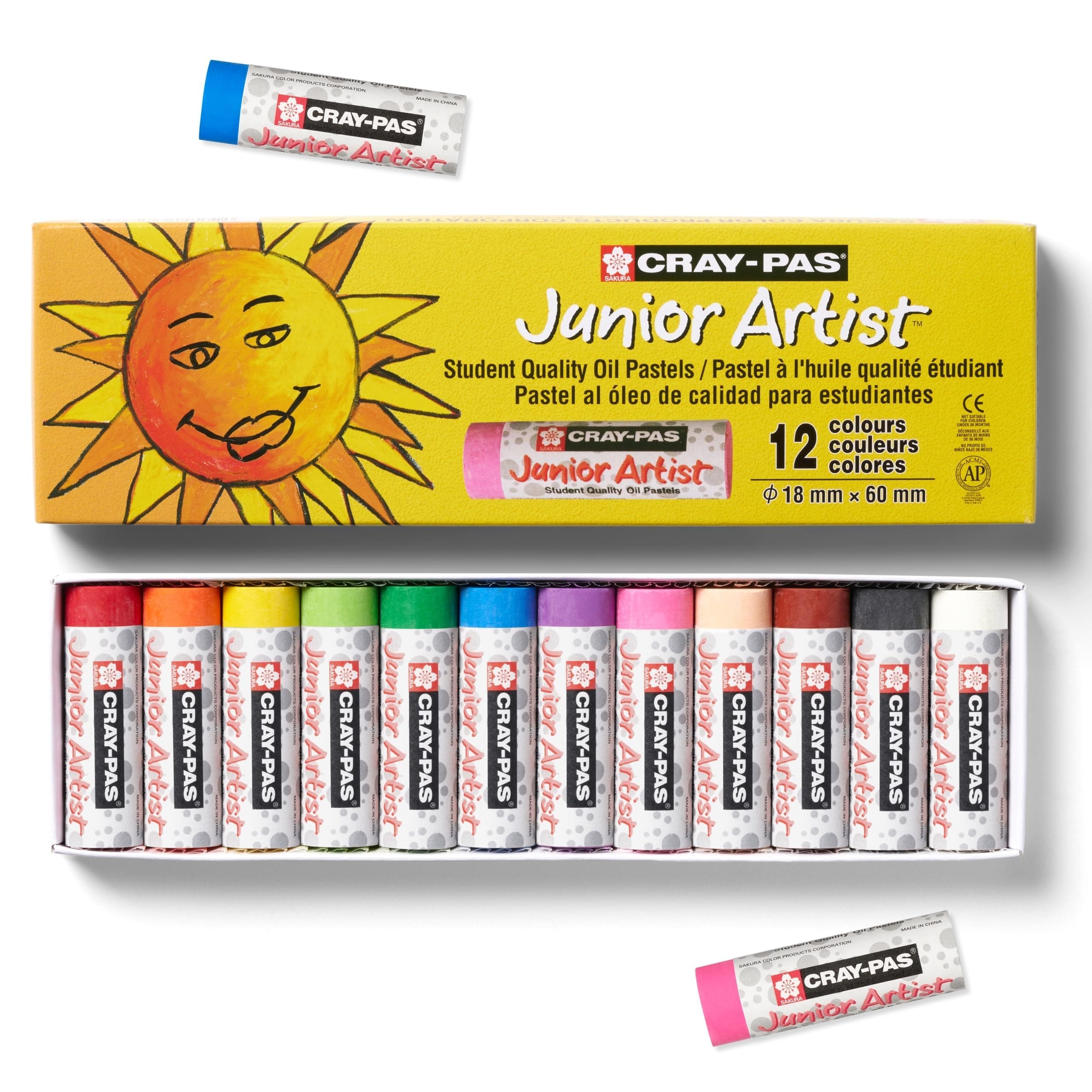 SAKURA X CJP12 12-Piece Cray-Pas Chubbies Junior Artist Assorted Color Oil Pastel Set