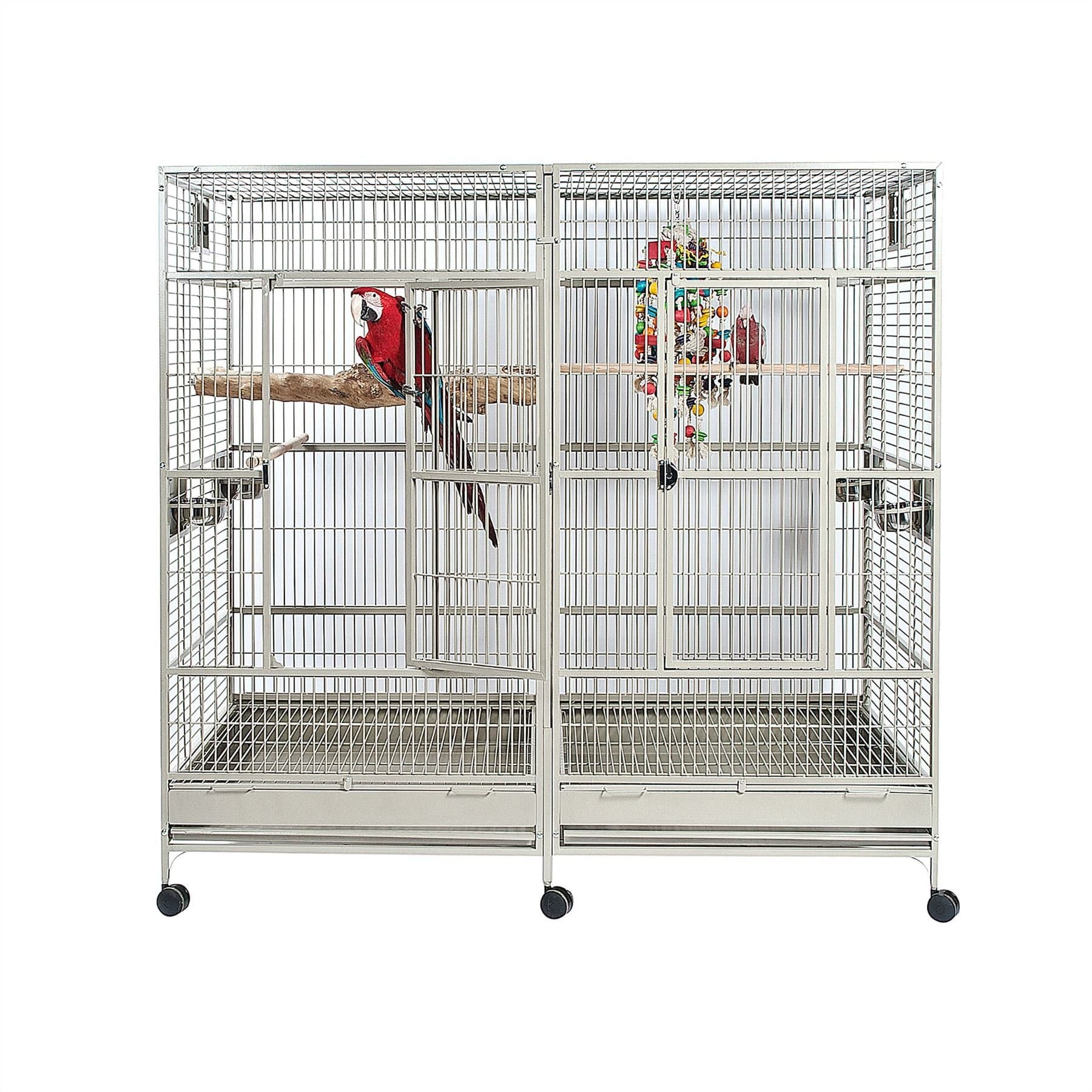 RC Nova 2 Double Parrot Cage with Divider - Stone Colour