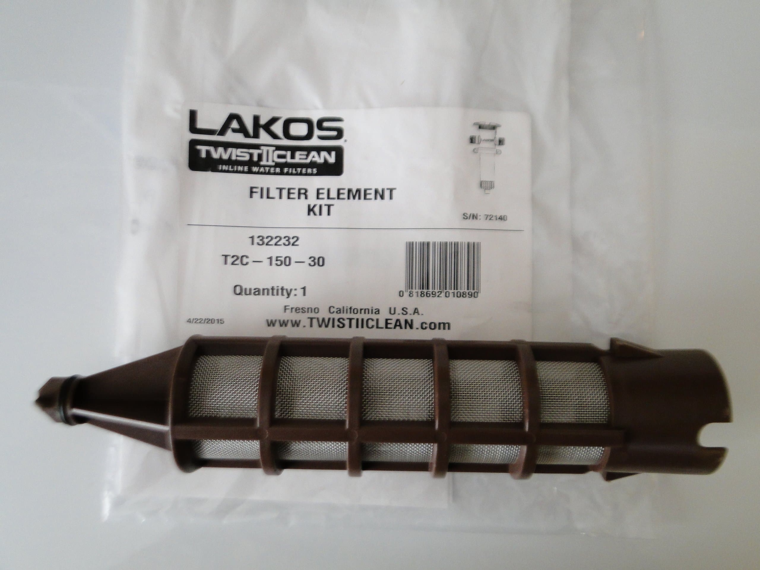 Lakos Filter Element Replacement Kit 1.5" Twist 2 Clean Twist Ii Clean Twistiiclean (30 MESH BROWN T2C-150-30 (132232))