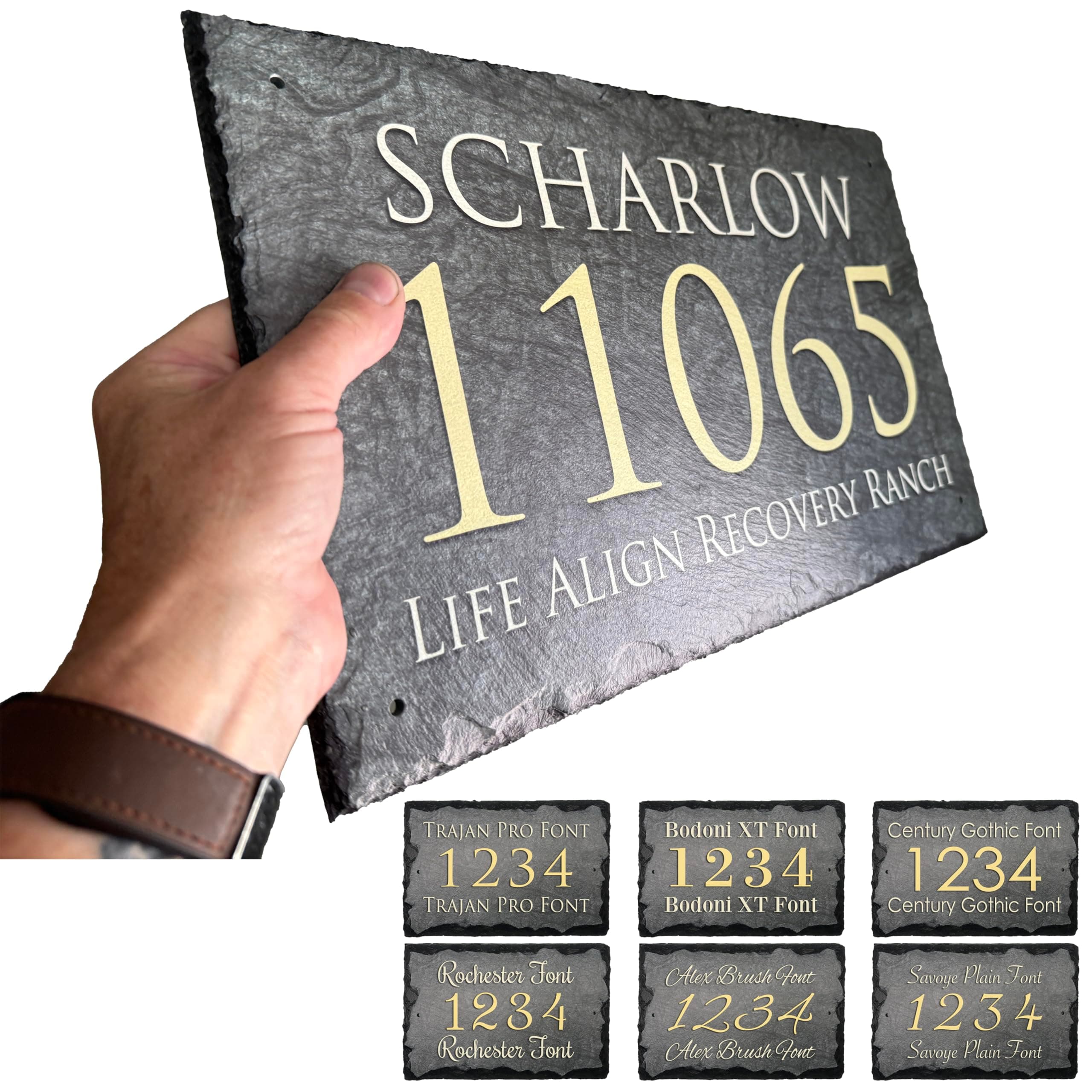 Fully Customizable Slate Home Address Plaque