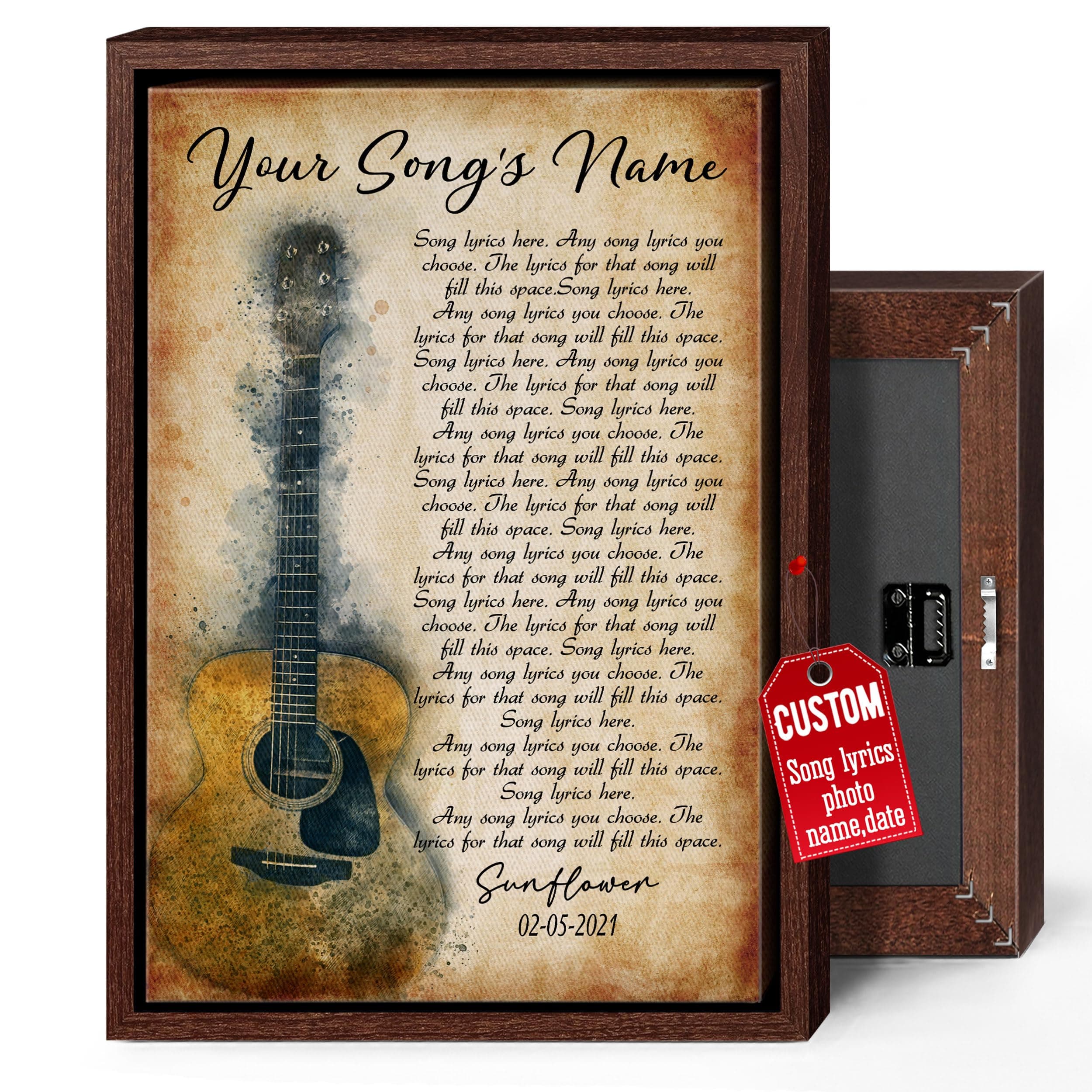 H-DEWALL Personalized Canvas With Frame, Customized Song Lyrics Gift For Husband, Vintage Wall Art, Unique Music Poster, Anniversary Present