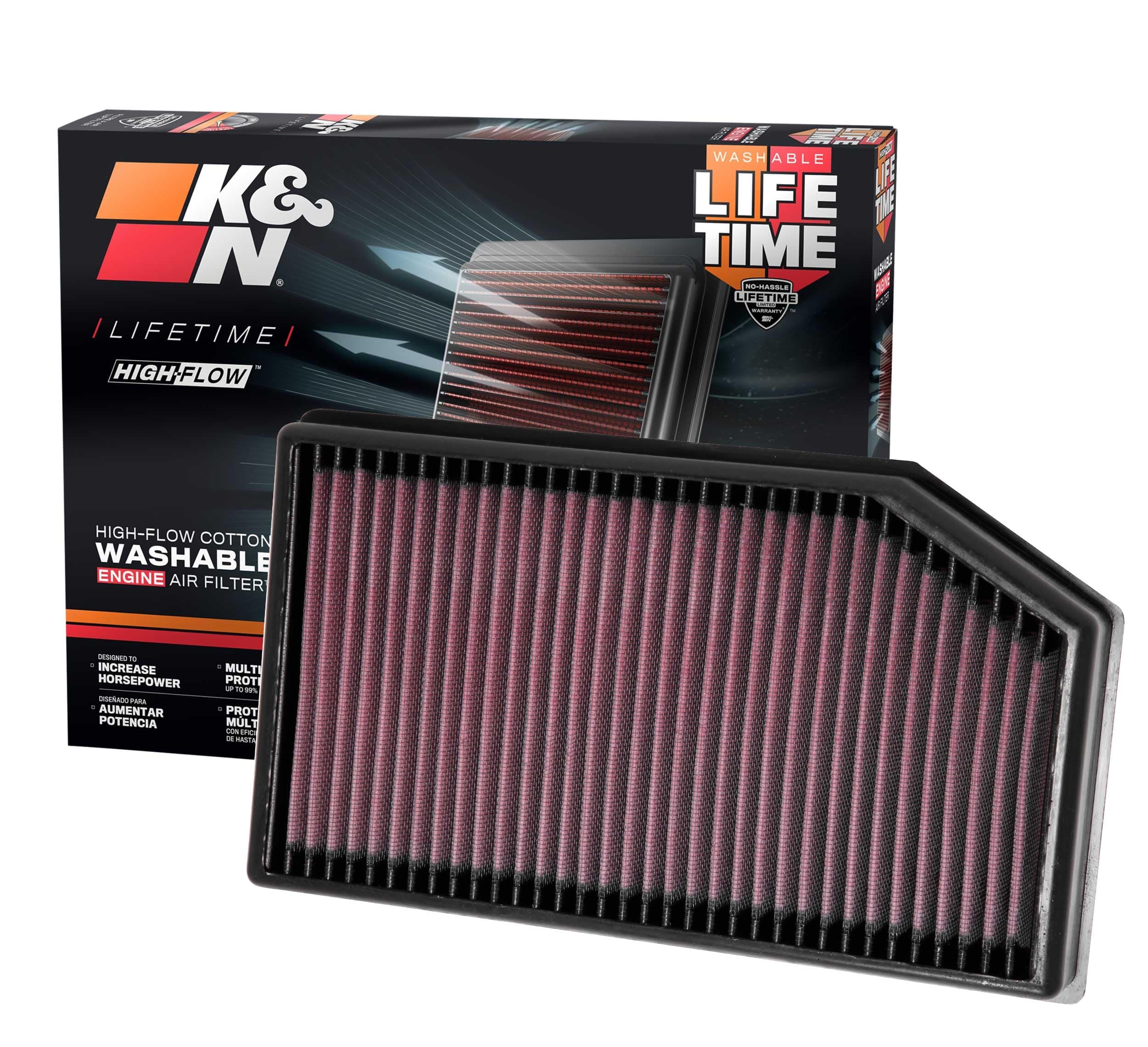 K&N Engine Air Filter: High Performance, Premium, Washable, Replacement Filter: 2018-2021 Jeep Wrangler JL and Gladiator, 33-5076