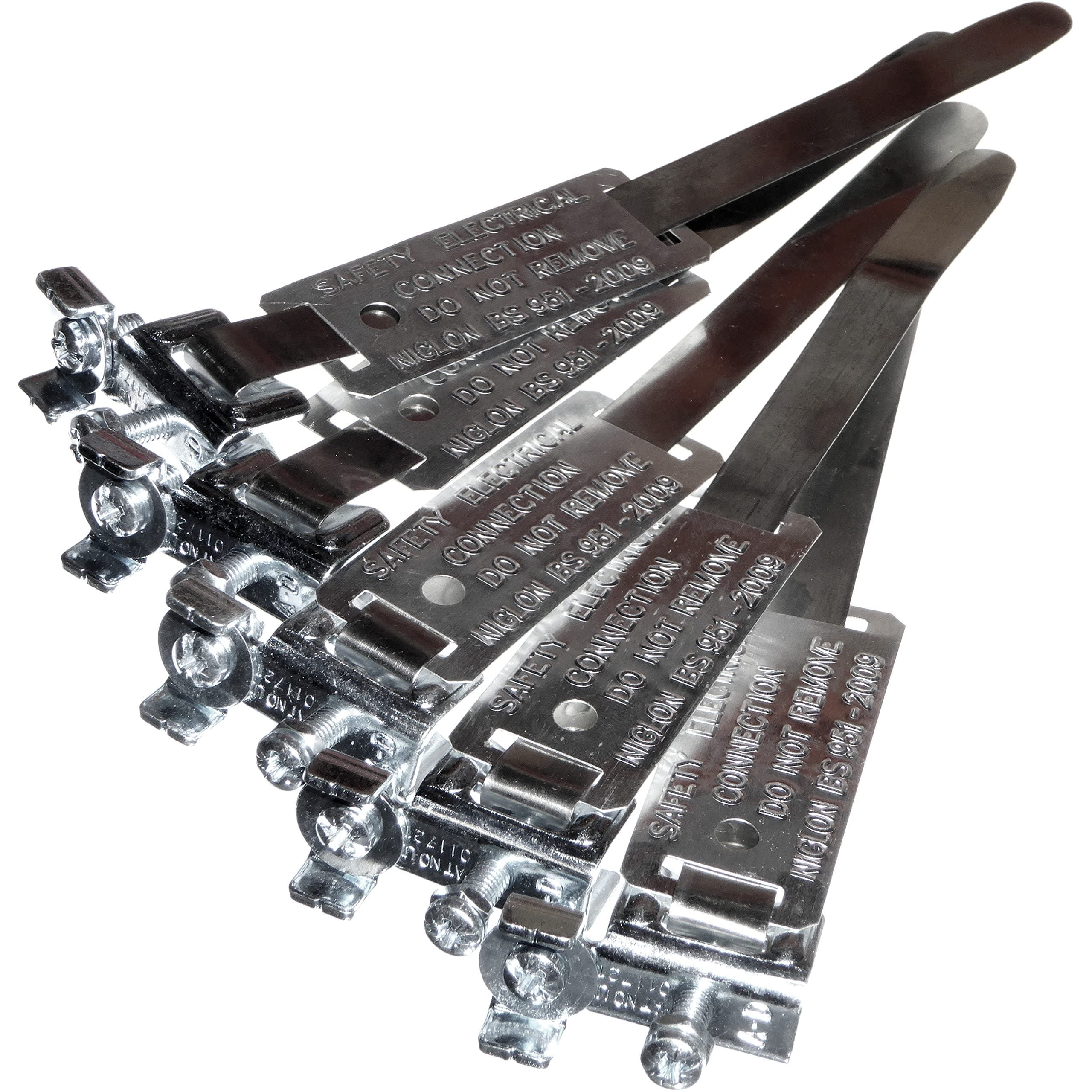 5 Pack - Adjustable Earth Bonding Straps Clamps EC14 for 12 - 32mm Pipes - Terminal Size A-D