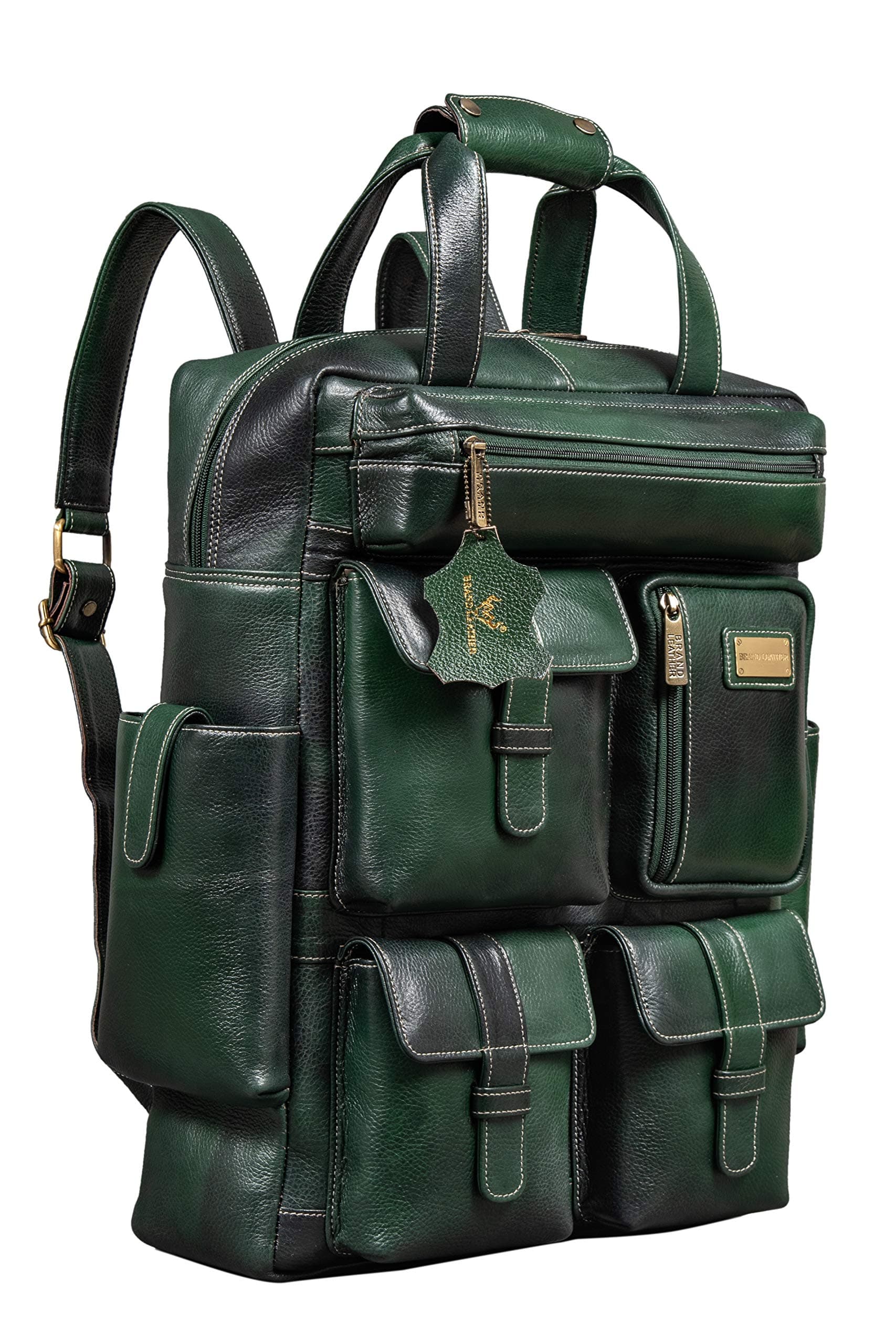 Full Grain Buffalo - Hide Leather Backpack Large Capacity 15/15.6/16/17 Inch Laptop Bag Multi Pockets Travel Daypack