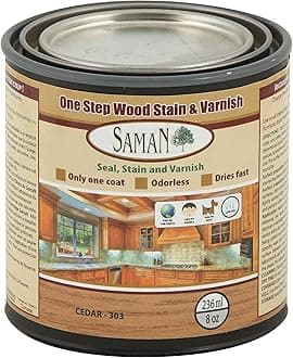 Interior One Step Wood Seal, Stain and Varnish – Oil Based Odorless Dye - Protection for Furniture and Fine Wood (Cedar SAM-303, 8 oz)
