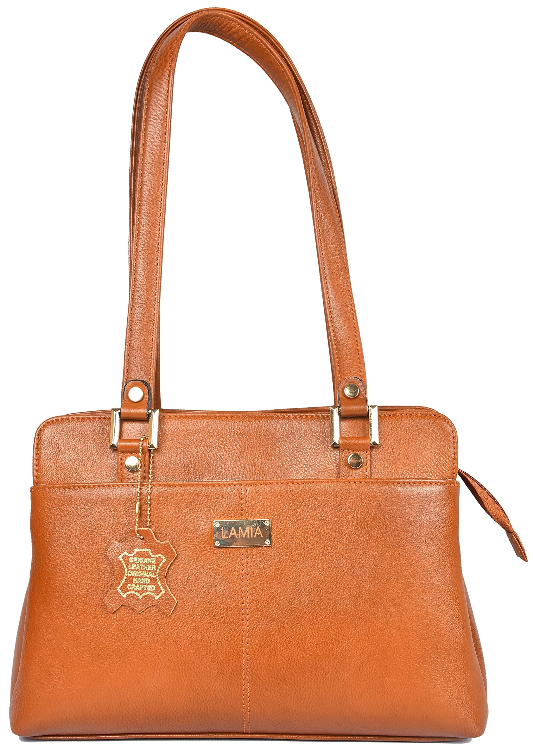 LAMIA Leather Handbag -Tan Color