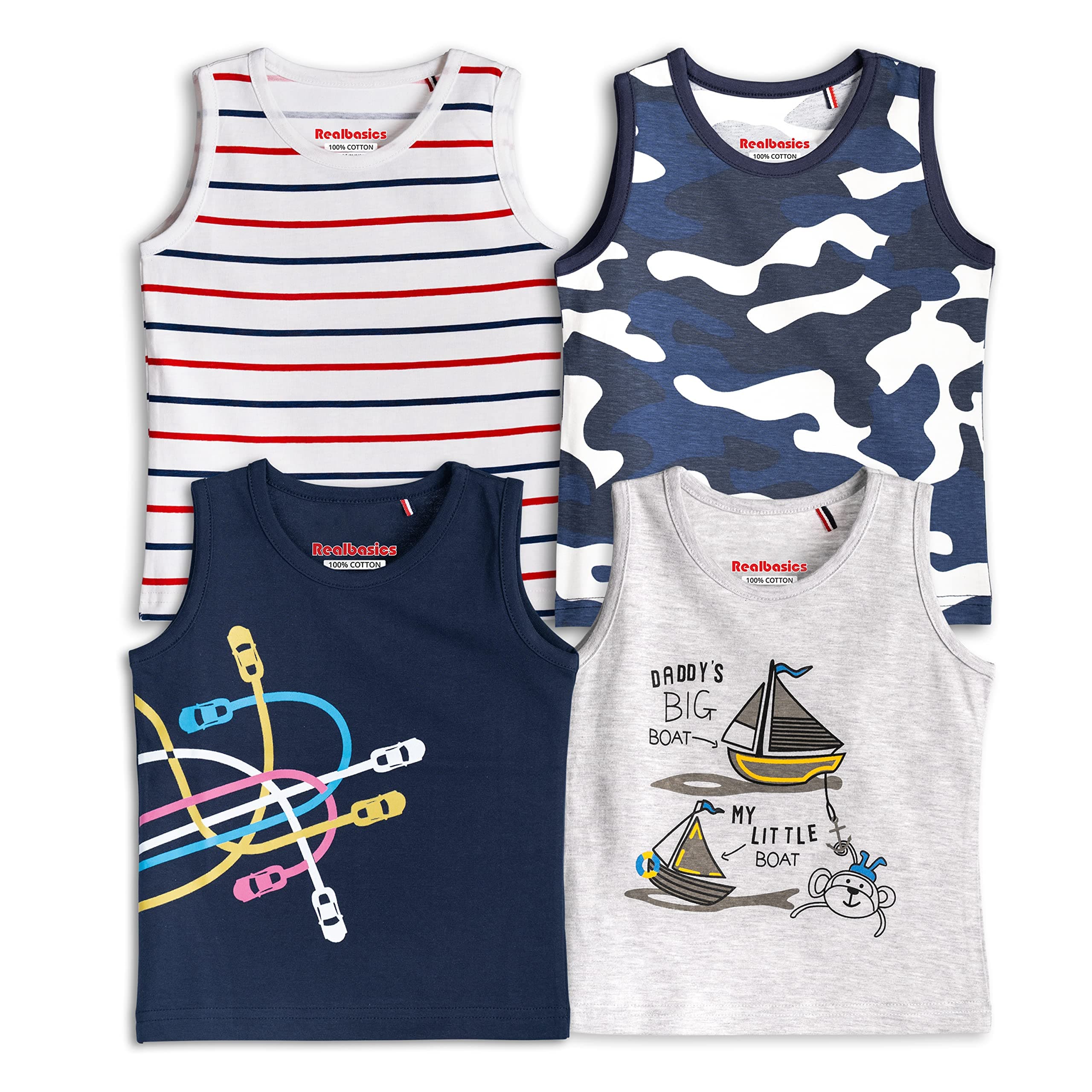 Real BasicsBoys' Vests, Set 1, 5-6 Years