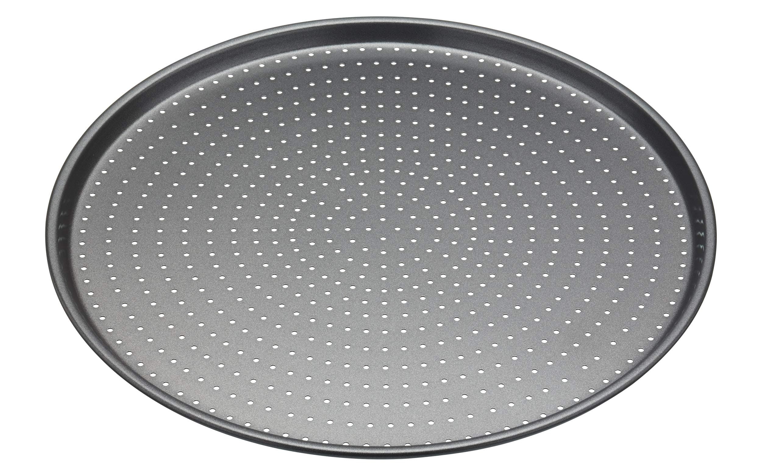 MasterClass Crusty Bake Non-Stick Pizza Tray for Regular and Pizza Oven with PTFE, PFOA and BPA Free Non Stick, Robust 1mm Thick Carbon Steel, 32cm, Sleeved