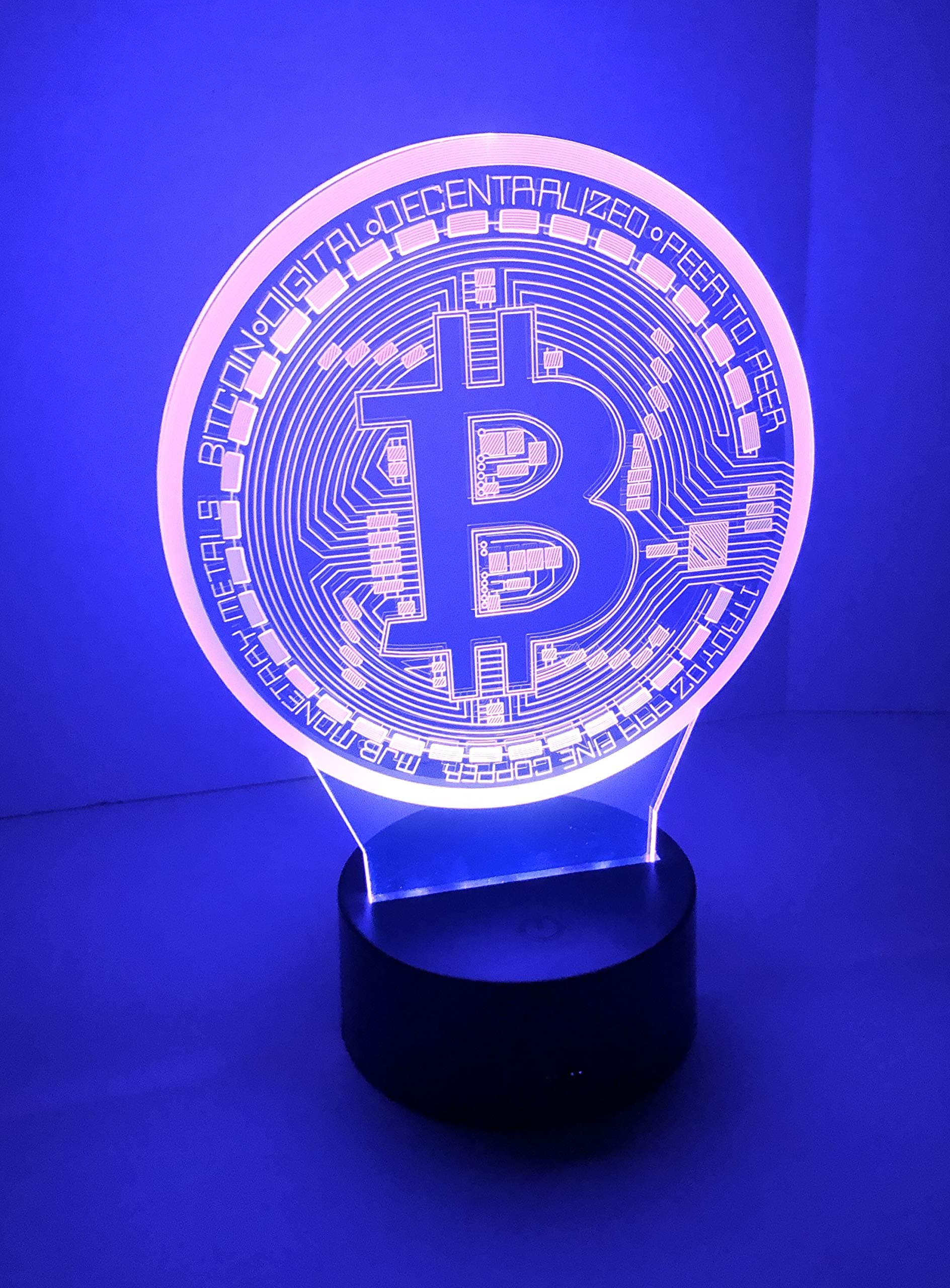 Bitcoin 3D Illusion Lamp - DAF Cryptogear Cryptocurrency Multi-Color Optical Nightlight Home Decor/Bedroom/Office Desk/Gift for Any Occasion