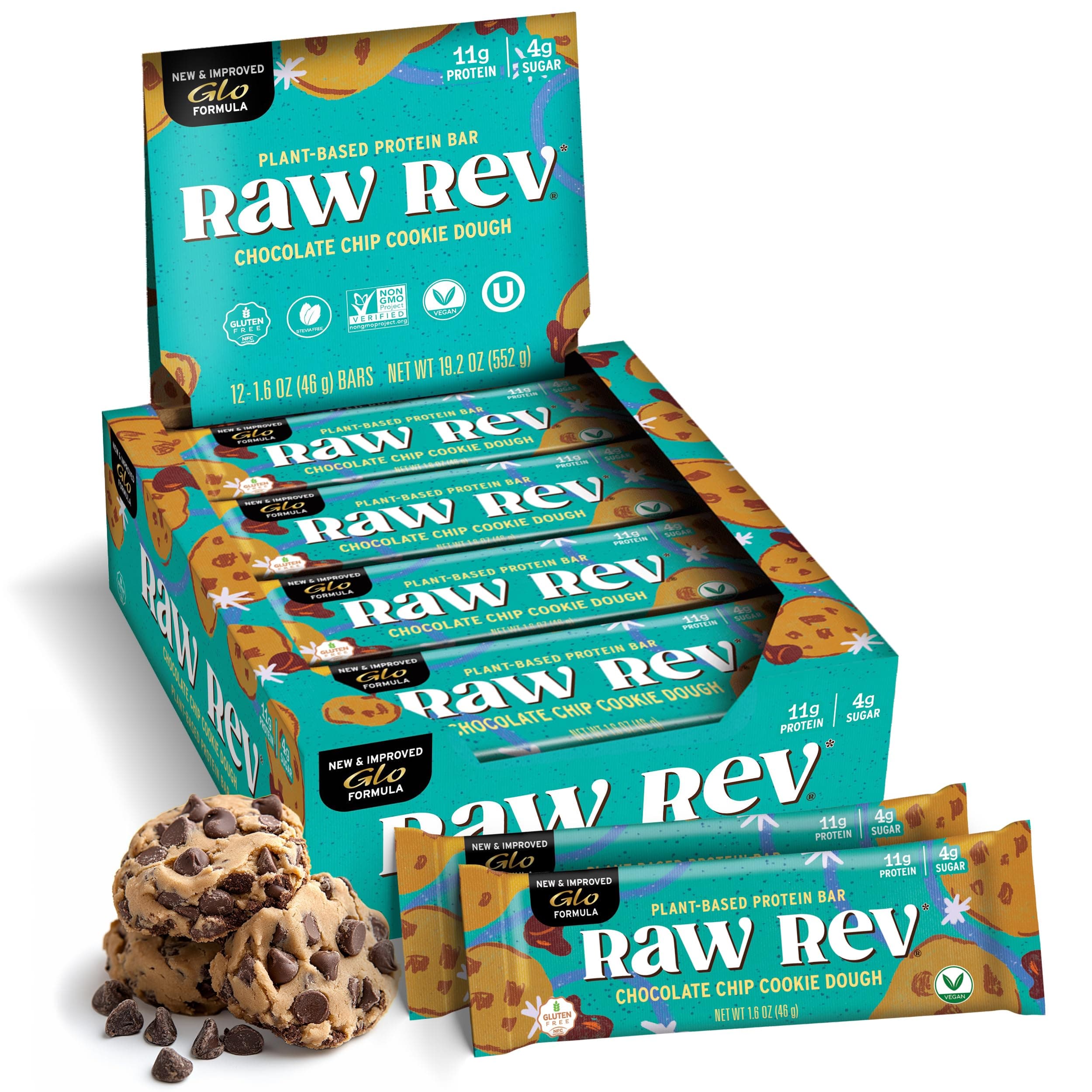 Raw Rev Glo - Bar Chocolate Chip Cookie Dough 1.6 Oz.
